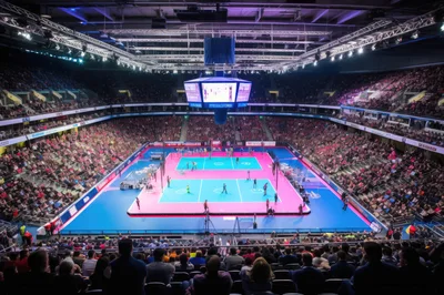 Volleyball Match In A Large Indoor Arena