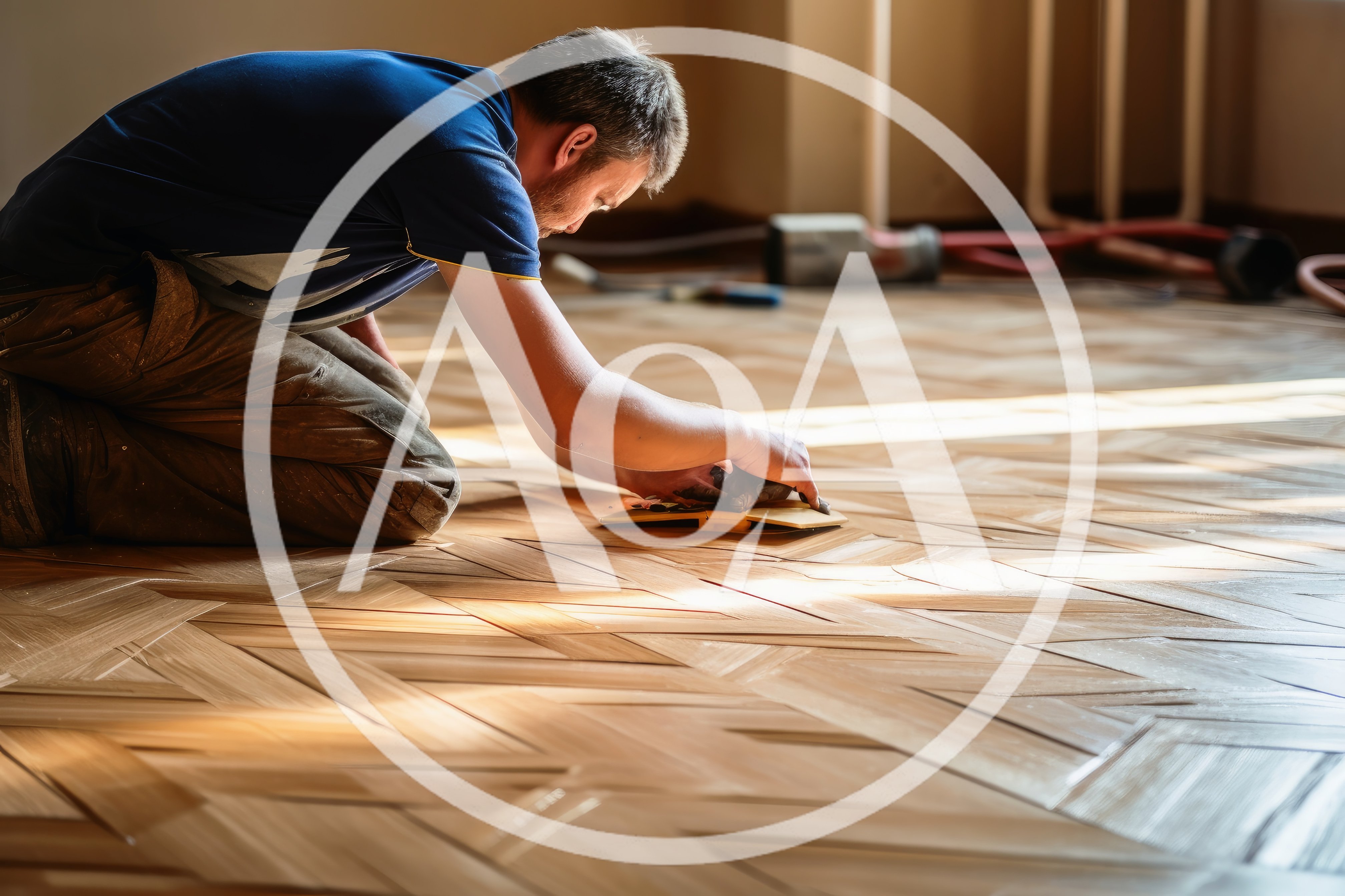Professional Craftsman Installing Herringbone Hardwood Flooring