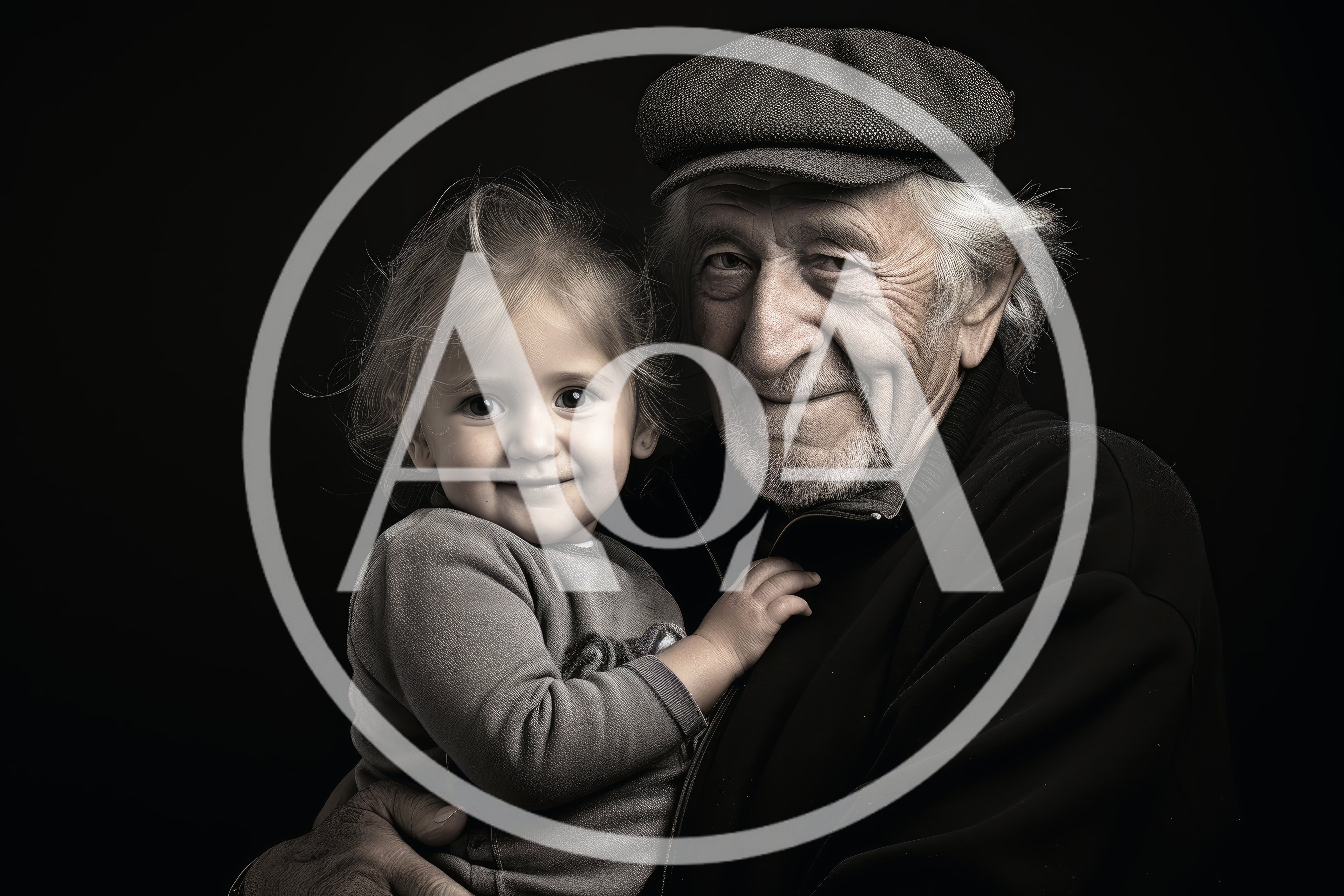 Elderly Man Holding A Young Child