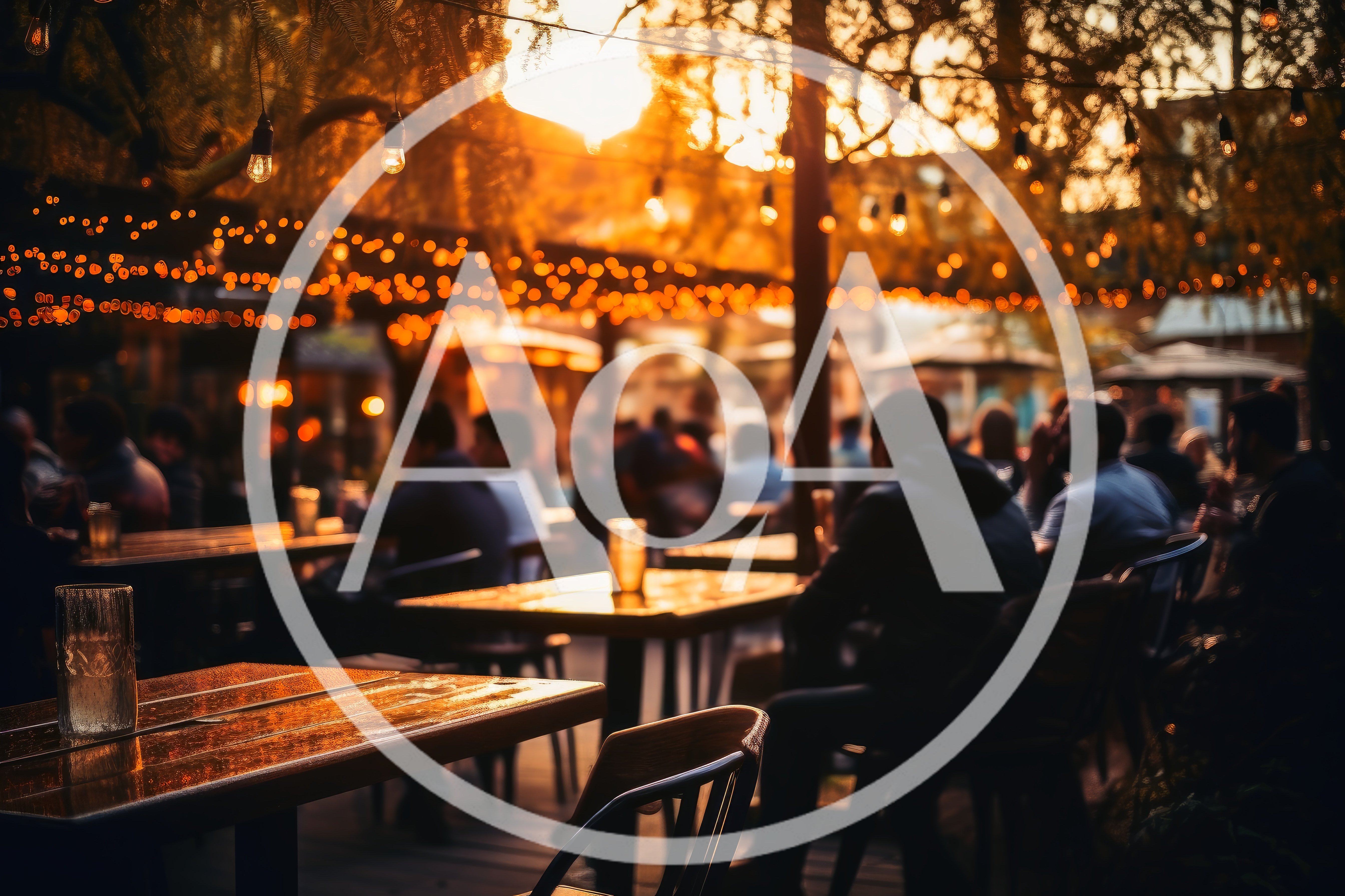 People Socializing At An Outdoor Evening Restaurant Patio
