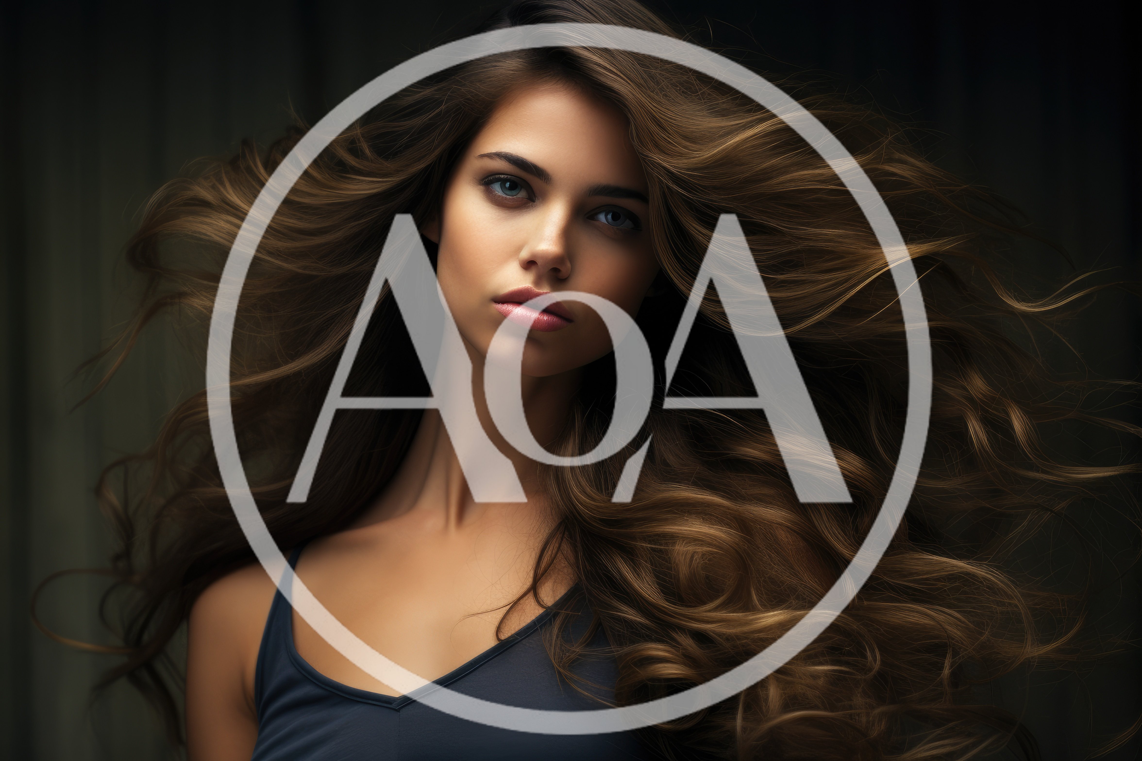 Portrait Of A Young Woman With Flowing Brown Hair