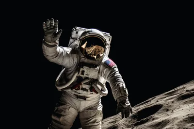Astronaut Waving On The Lunar Surface