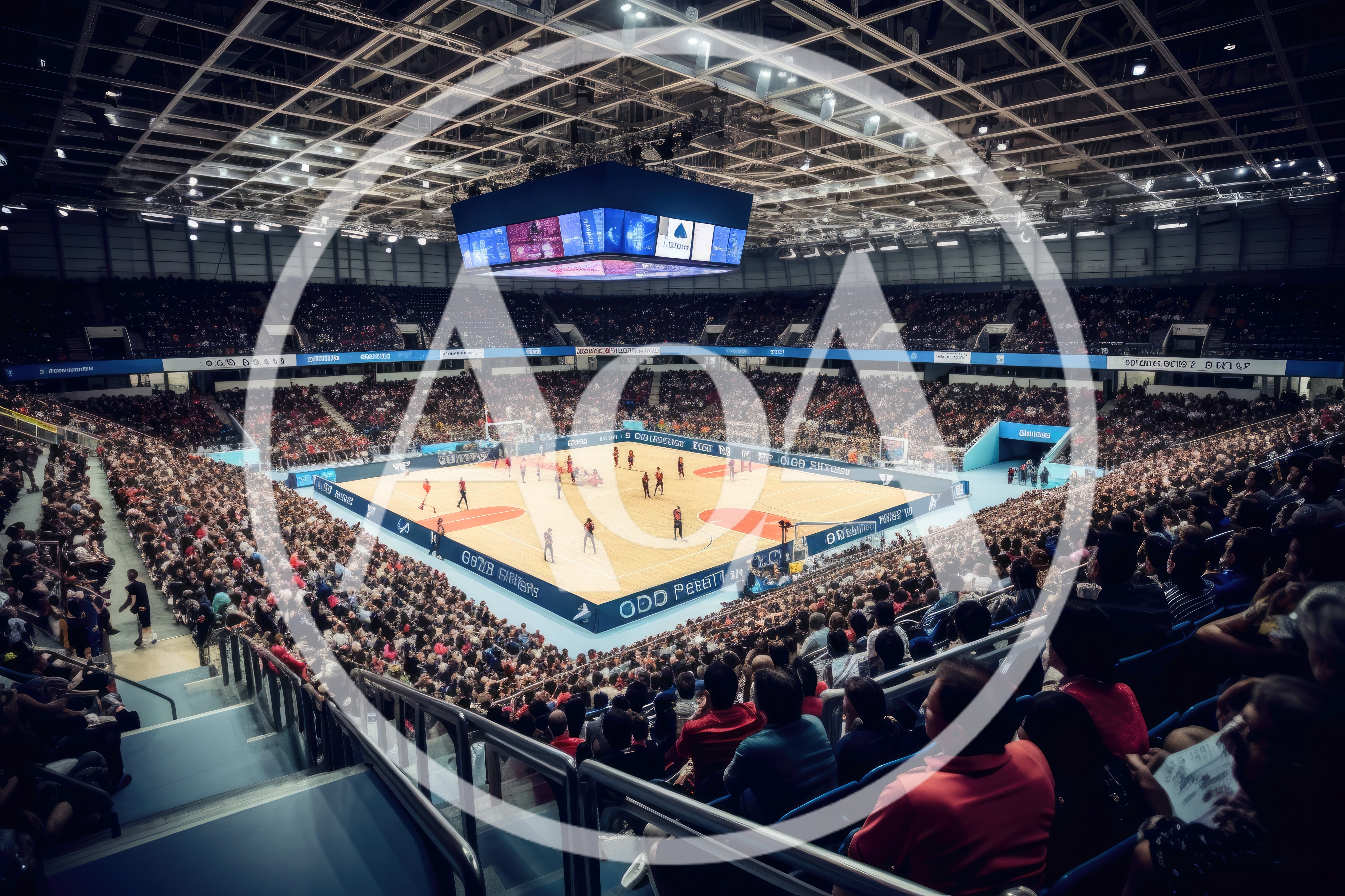 Crowded Indoor Arena During A Basketball Game