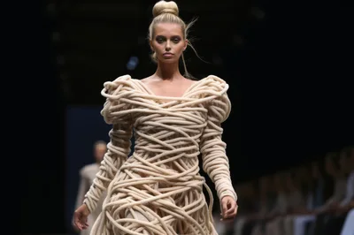 Fashion Model Wearing Avant Garde Rope Dress