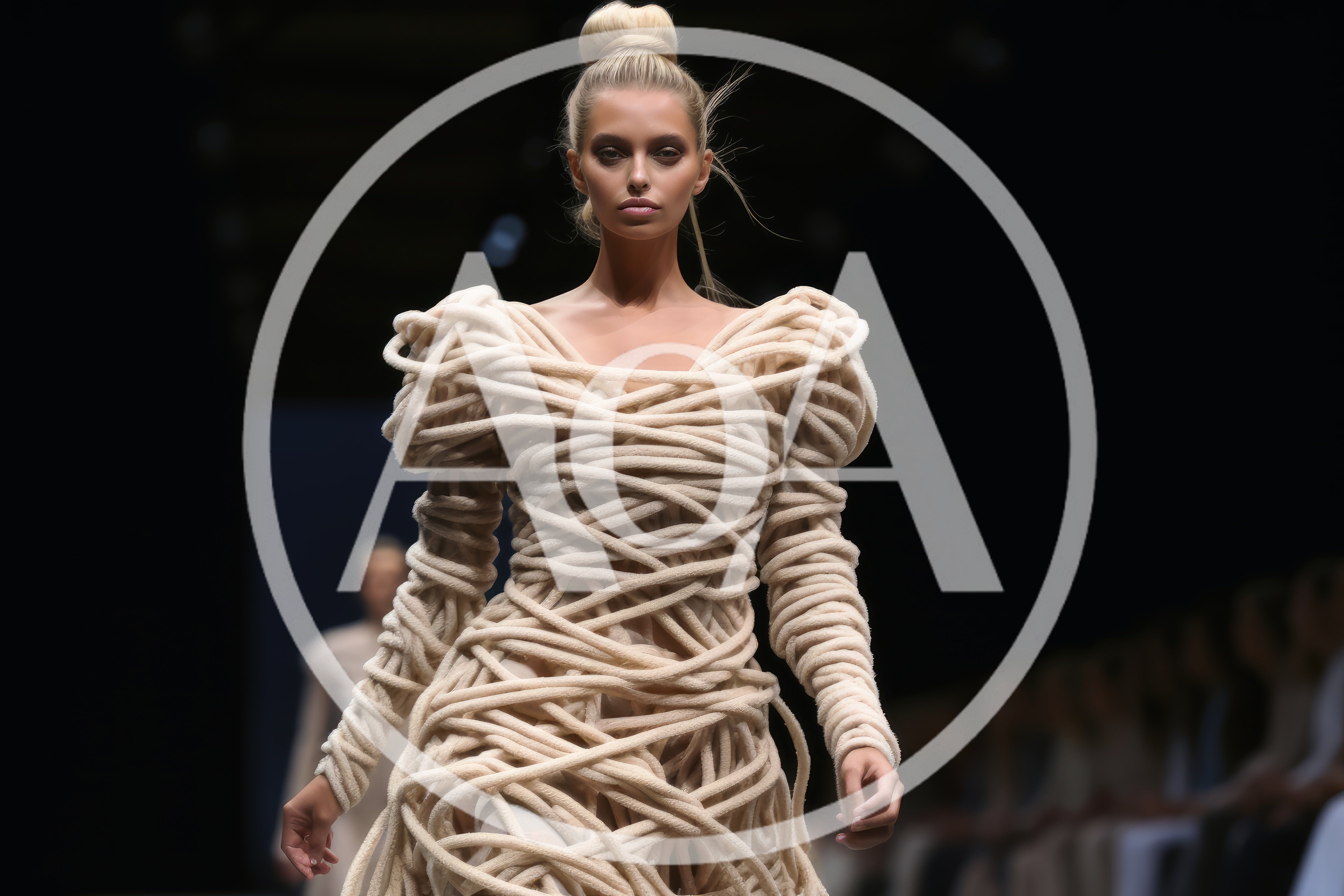 Fashion Model Wearing Avant Garde Rope Dress