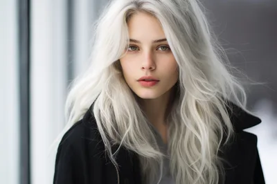 Portrait Of A Young Woman With Platinum Blonde Hair