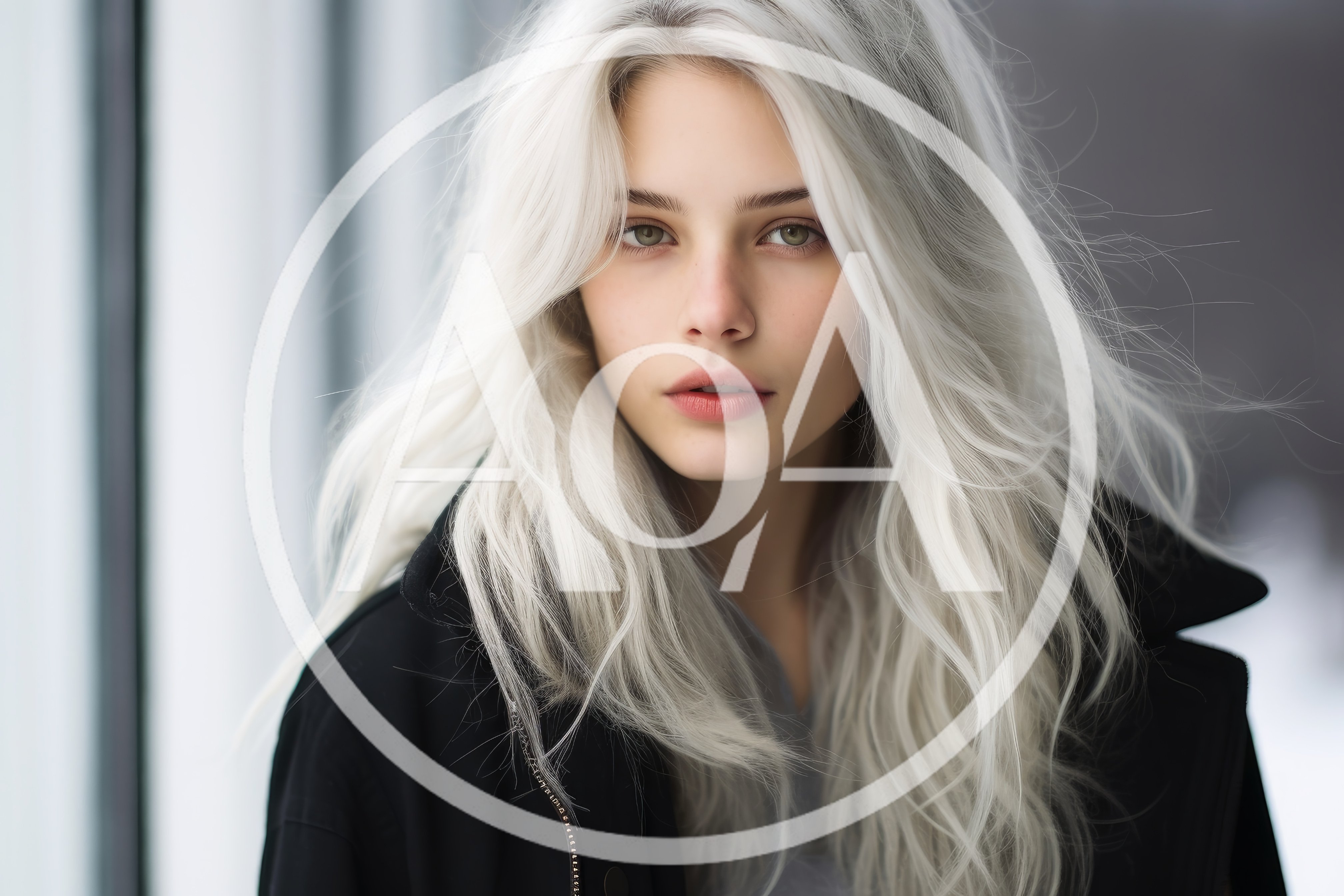 Portrait Of A Young Woman With Platinum Blonde Hair