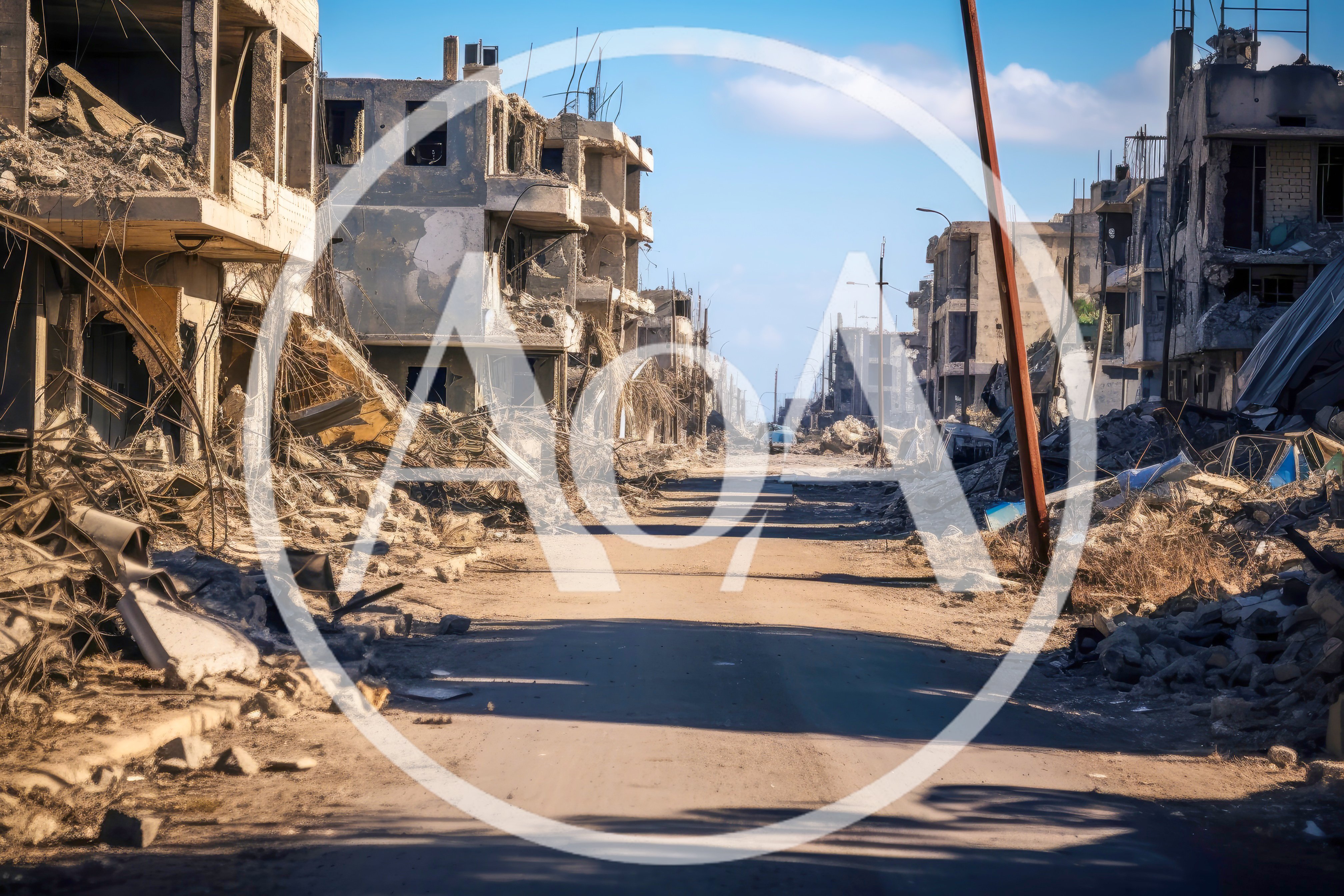 Devastated Urban Street Scene After Conflict