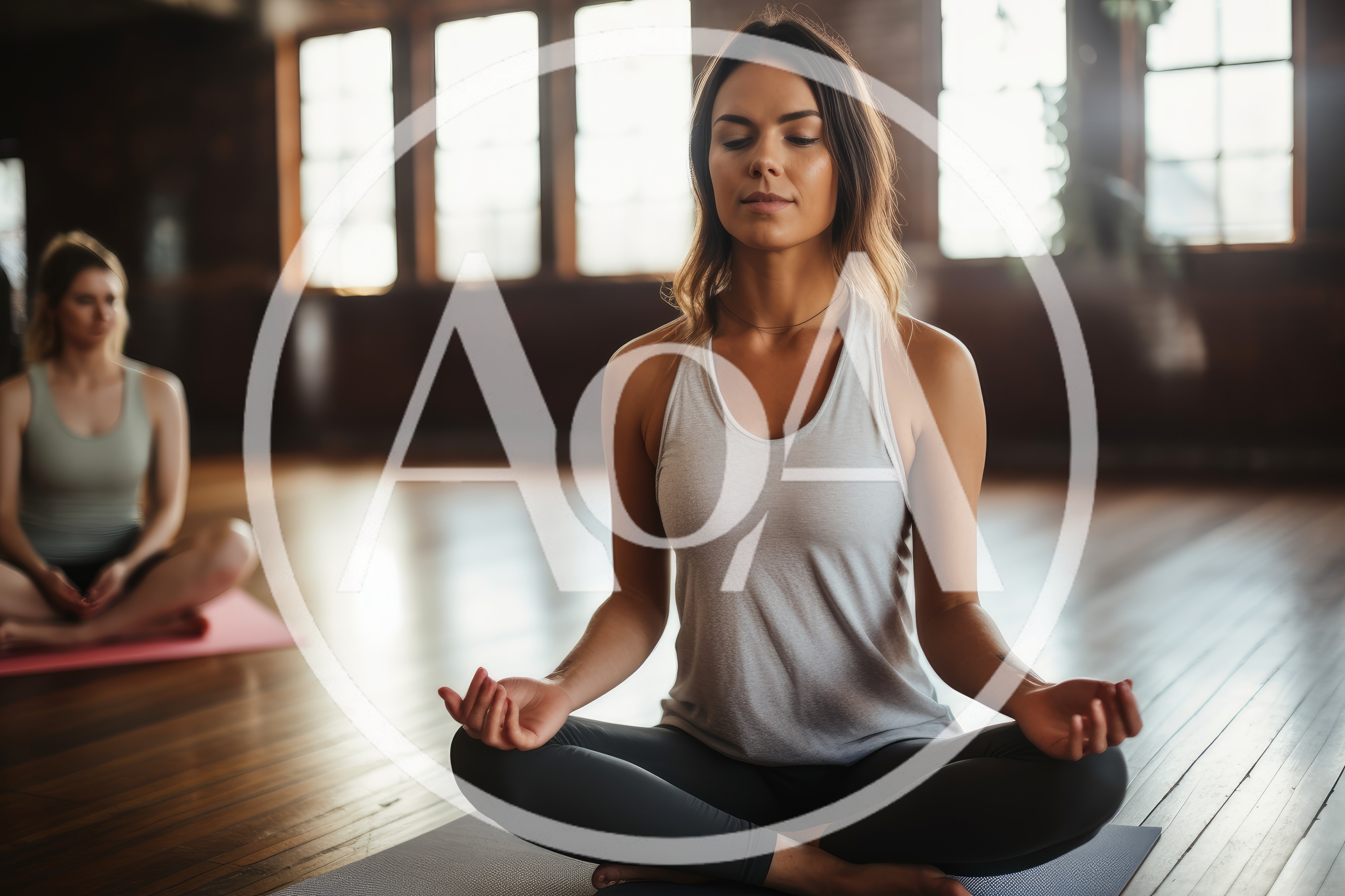 Two Women Practicing Yoga In A Sunlit Studio