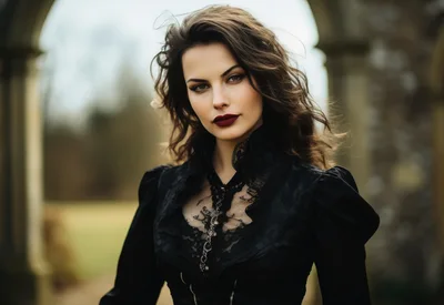 Portrait Of A Gothic Woman In Victorian Attire