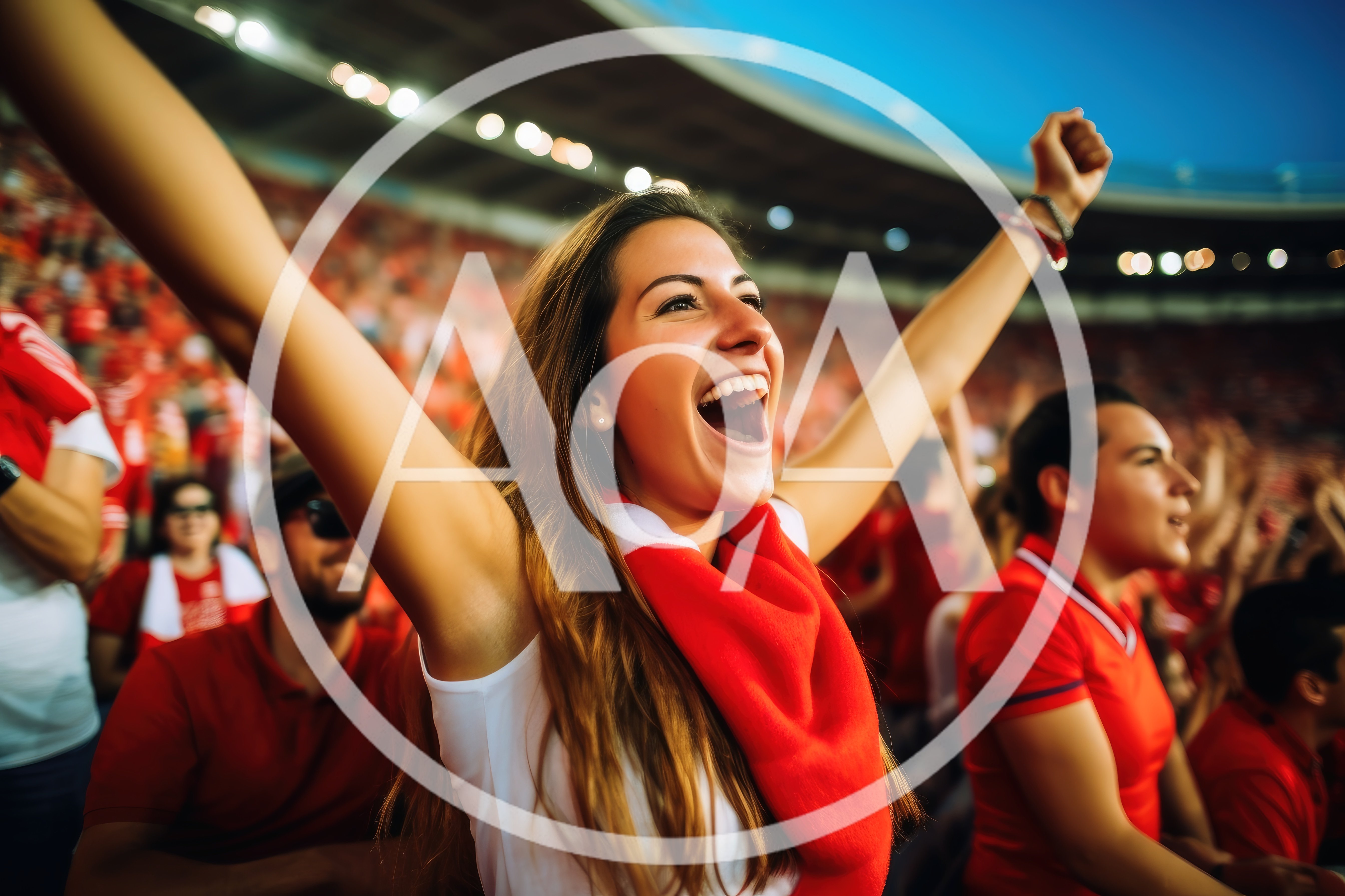 Excited Female Soccer Fan Cheering In Stadium