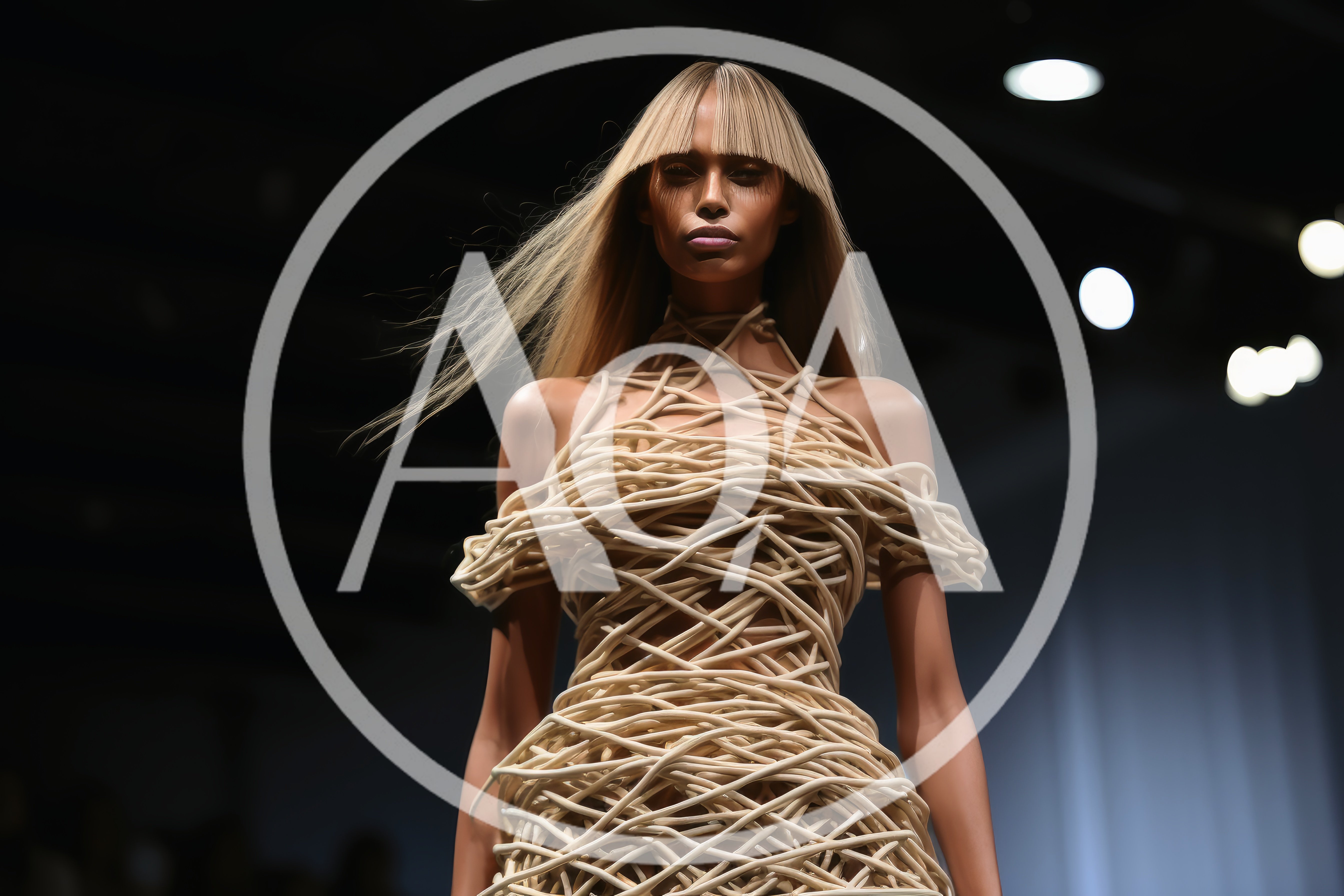 Model Wearing Avant Garde Woven Rope Dress