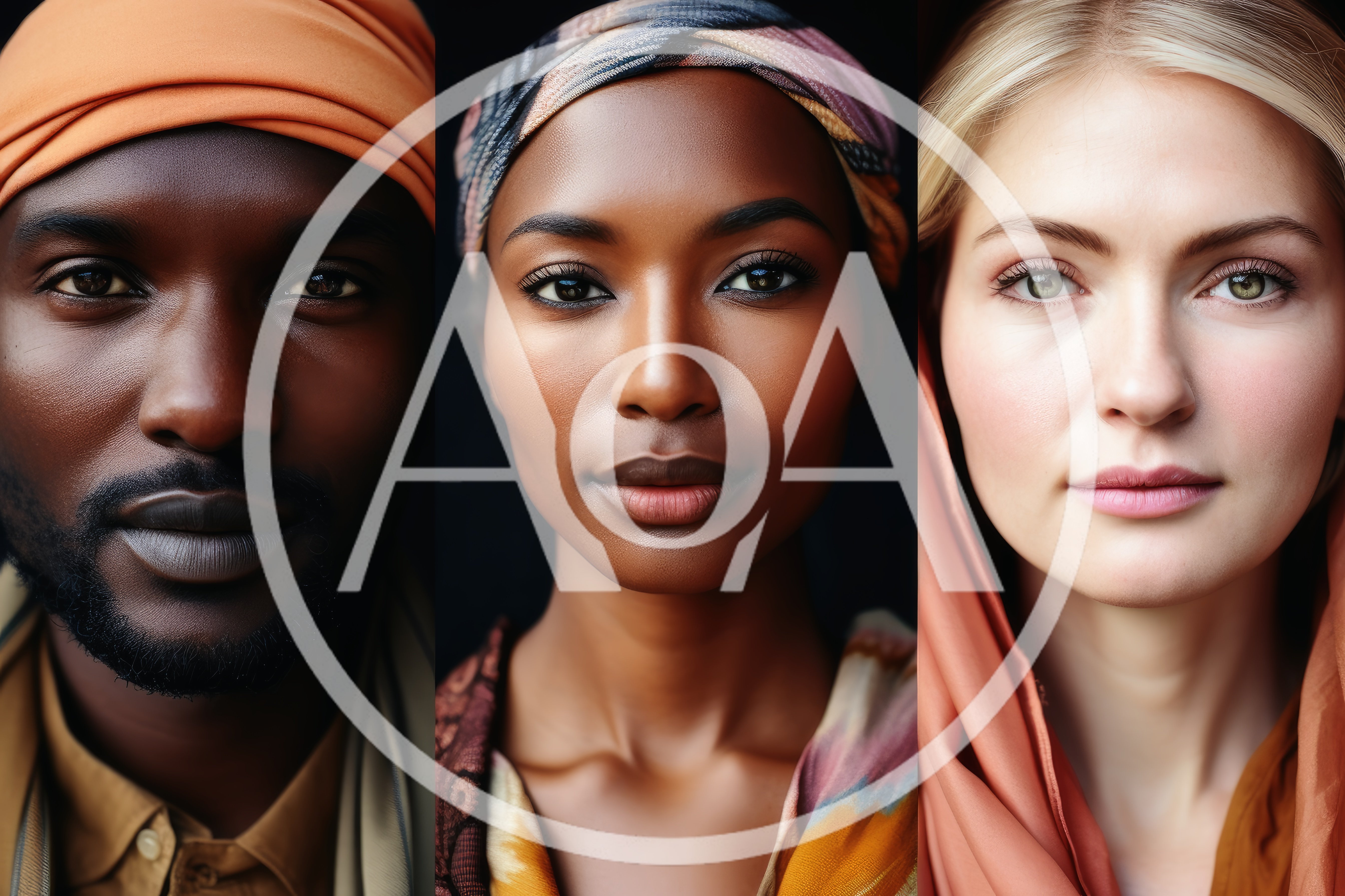 Portraits Of Three Diverse Individuals In Traditional Headwear