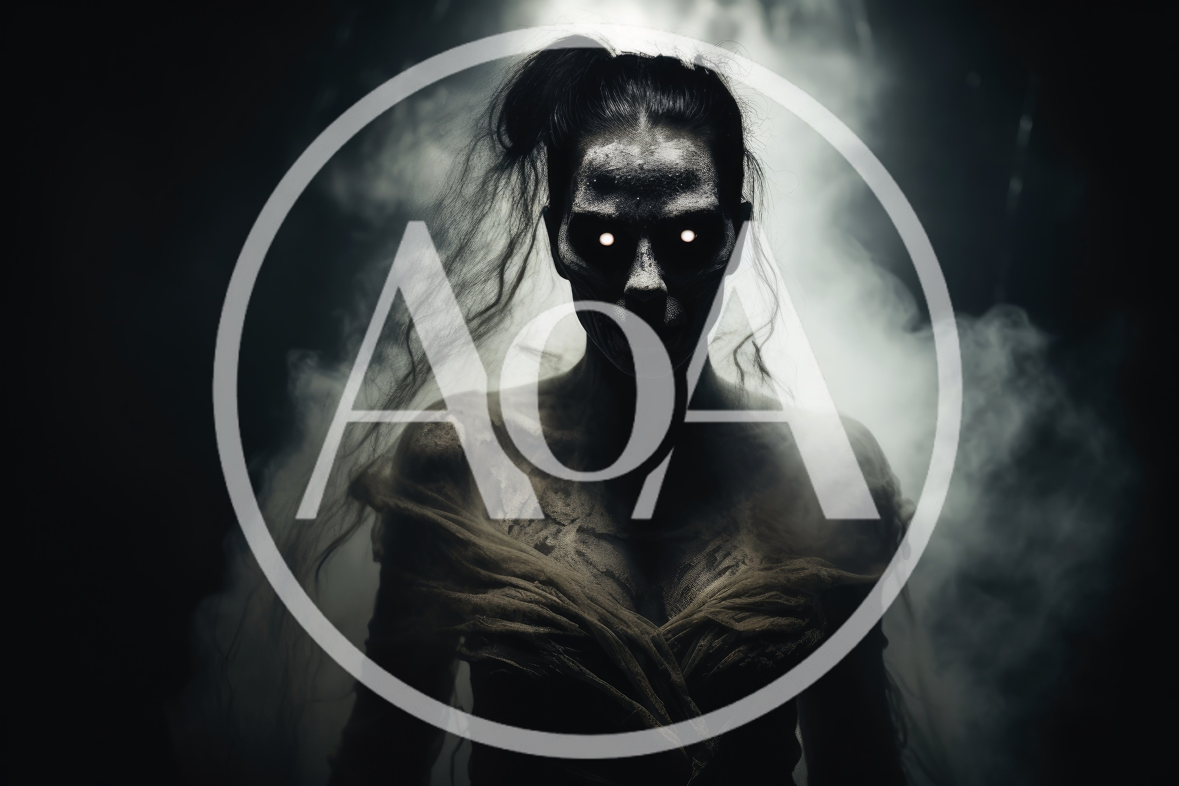 Eerie Ghostly Woman With Glowing Eyes In Fog