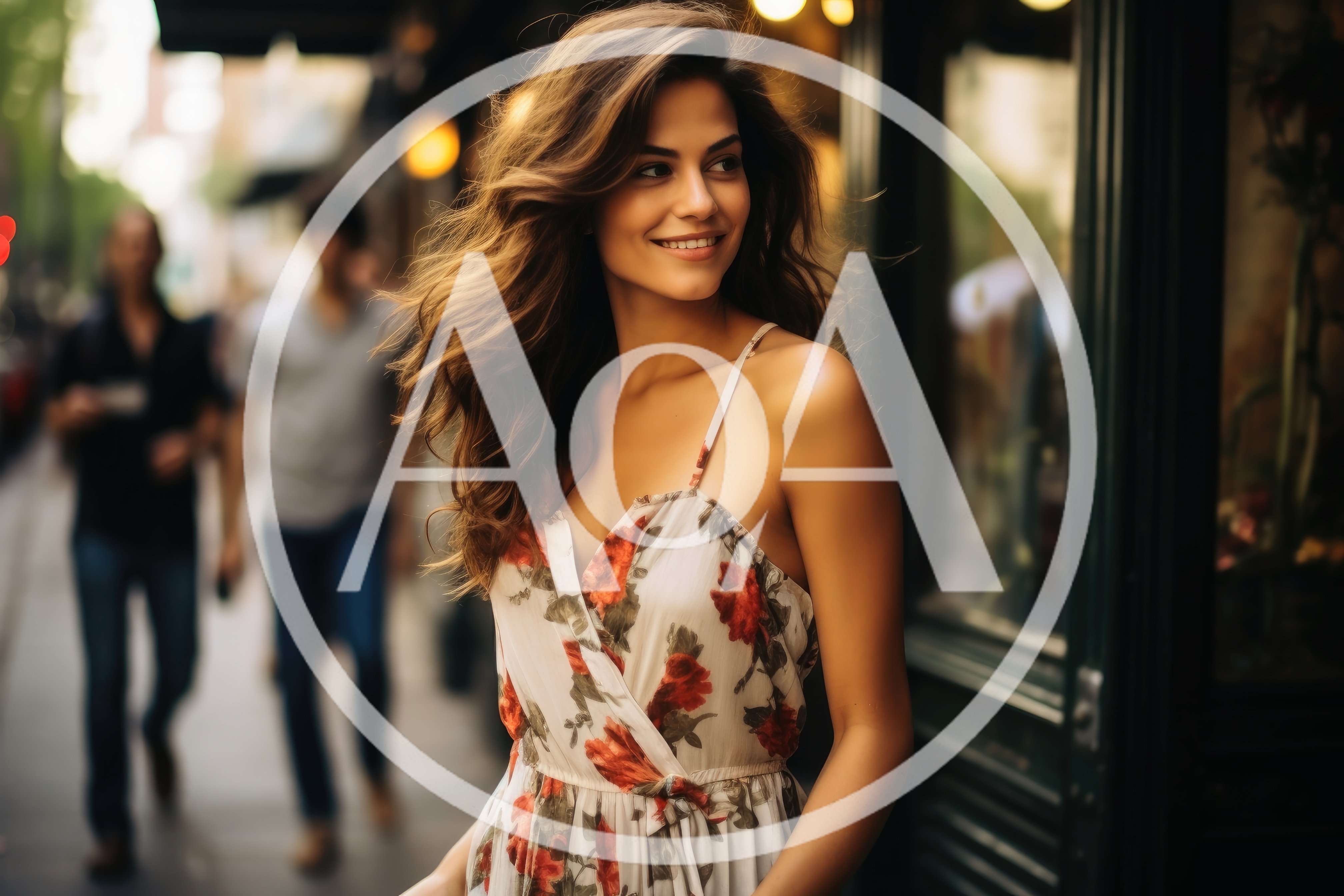 Smiling Woman Walking Down A City Street