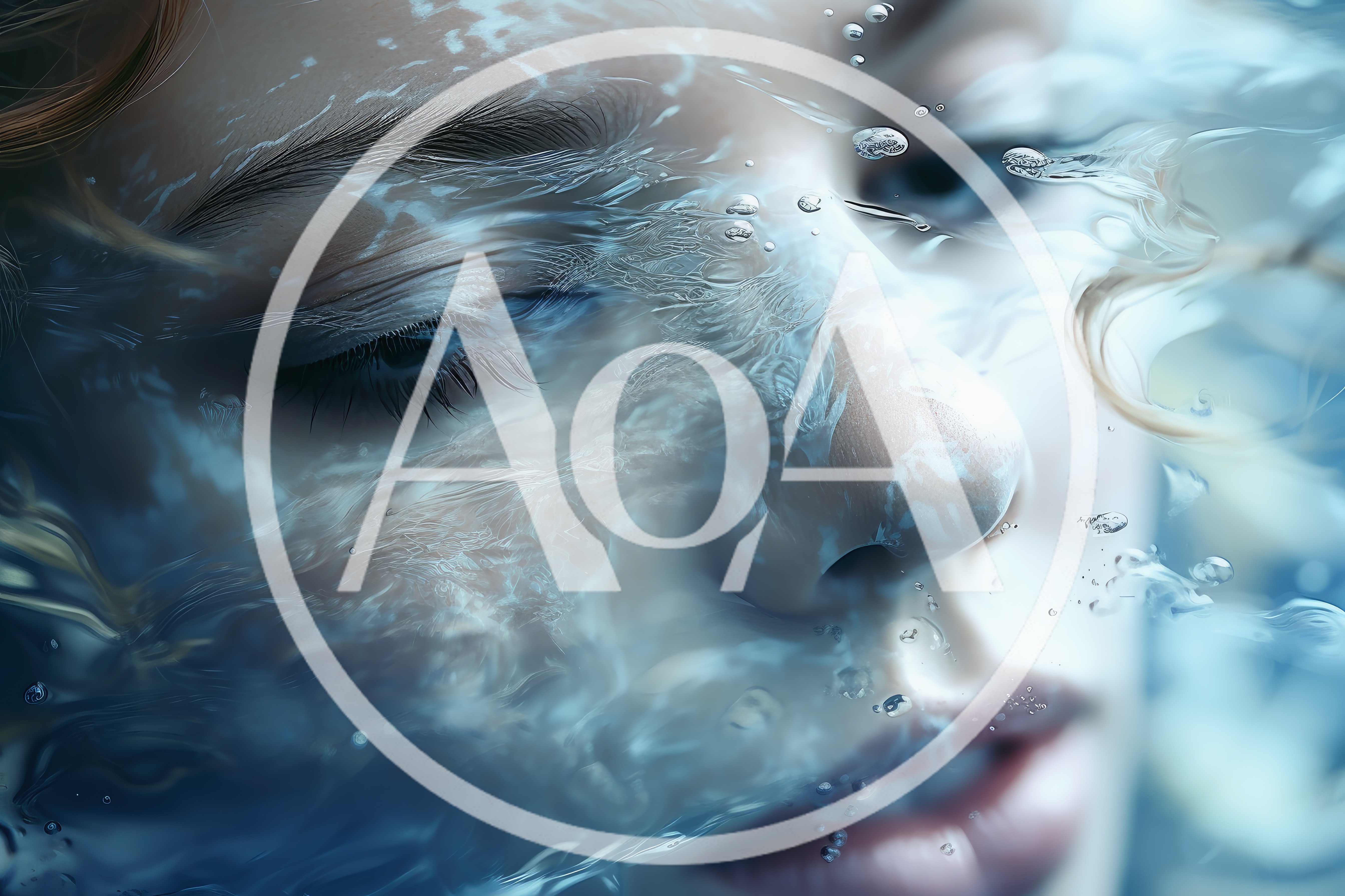 Close Up Of A Woman Submerged Underwater