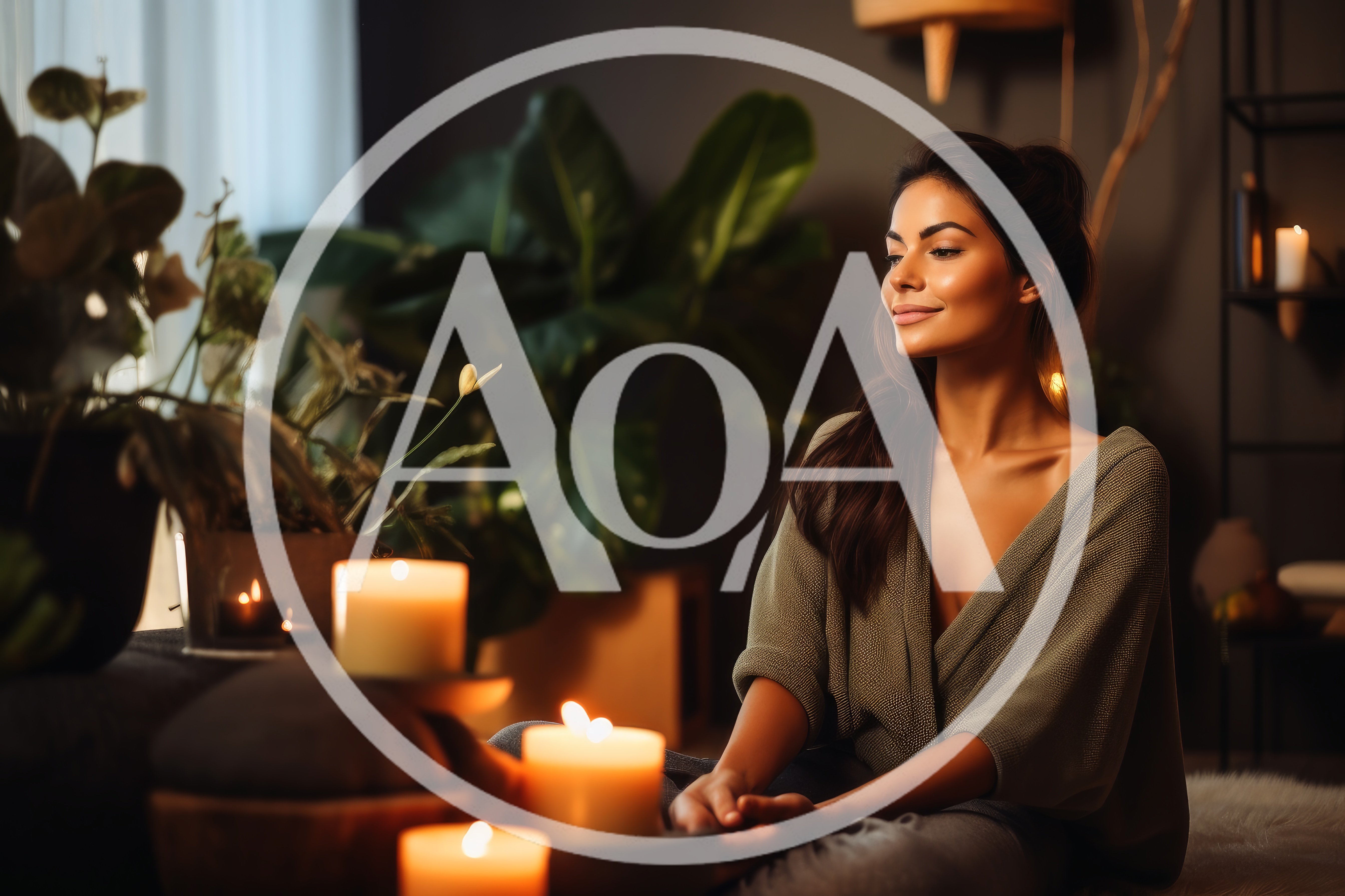 Woman Meditating In A Cozy Candlelit Room