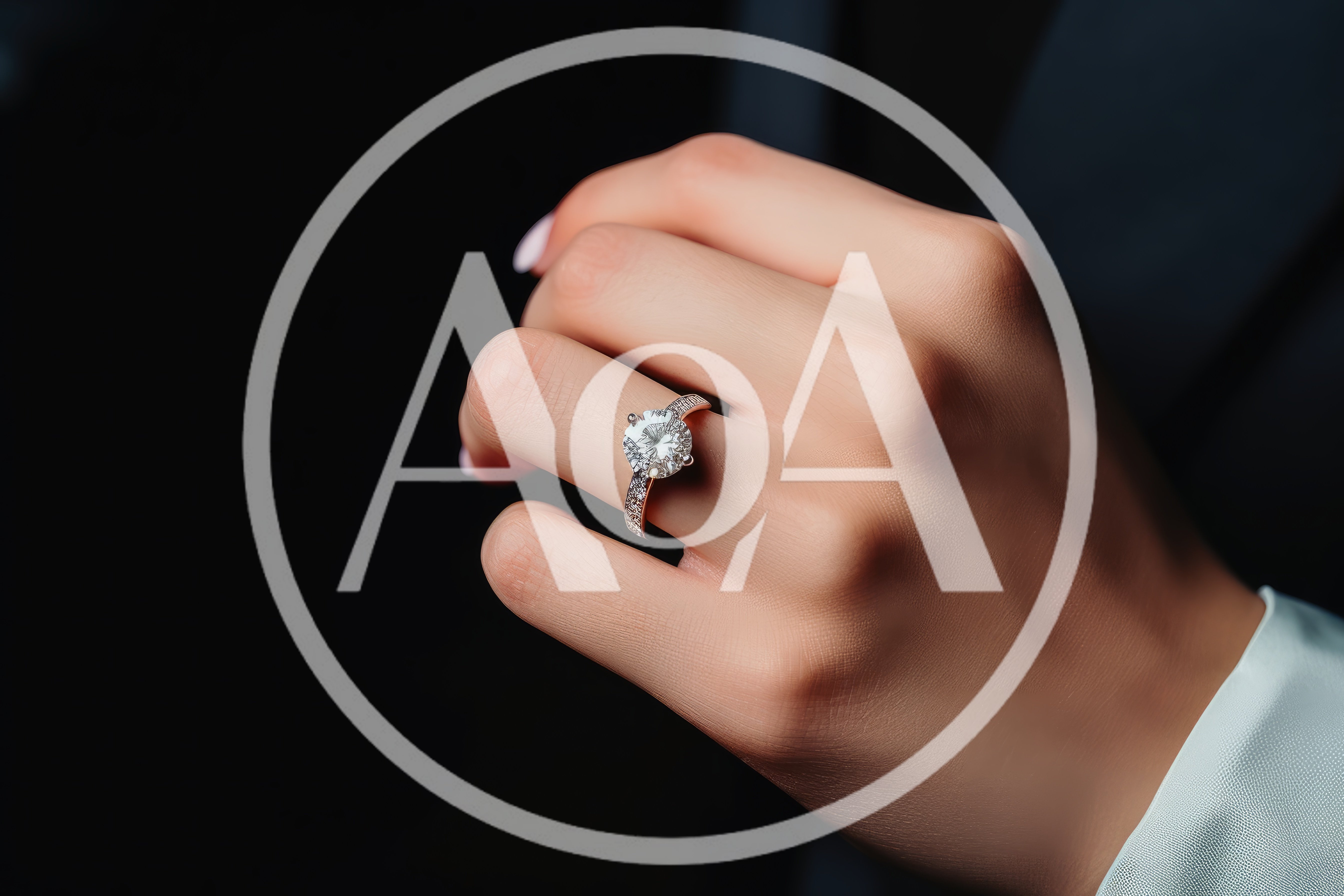 Close Up Of A Woman Wearing A Diamond Ring
