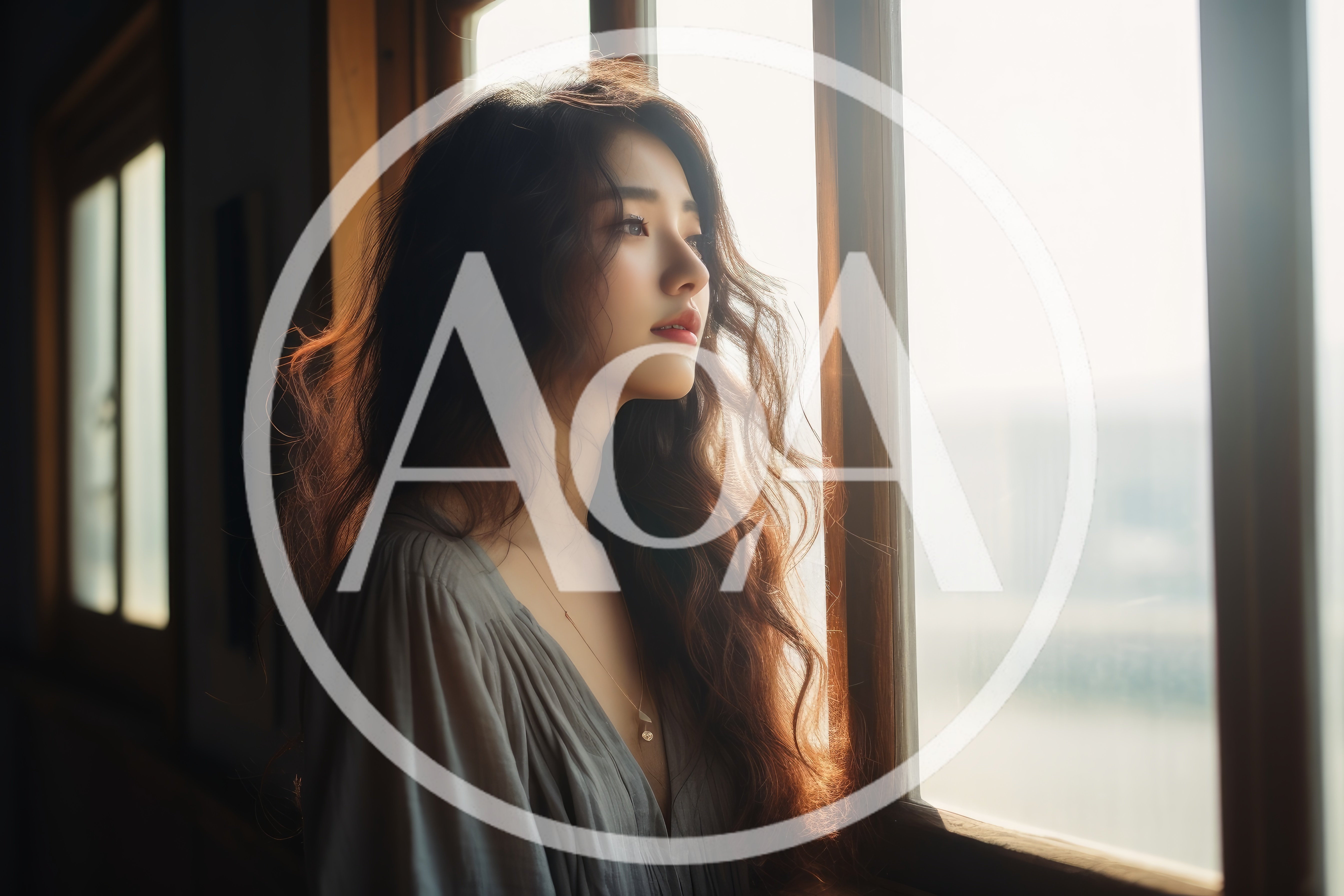 Young Woman Looking Out A Window In Soft Sunlight
