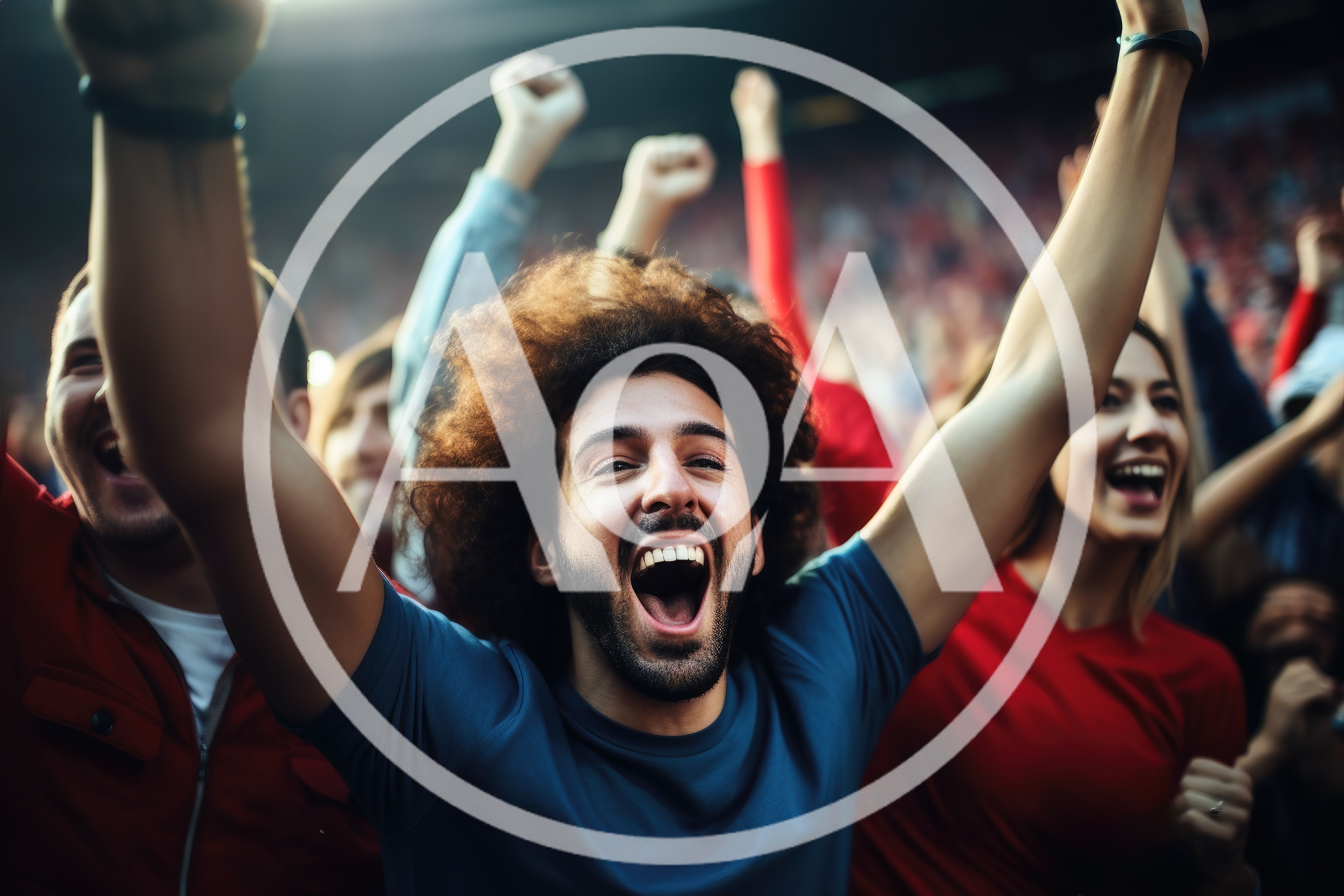 Excited Sports Fans Cheering In A Stadium