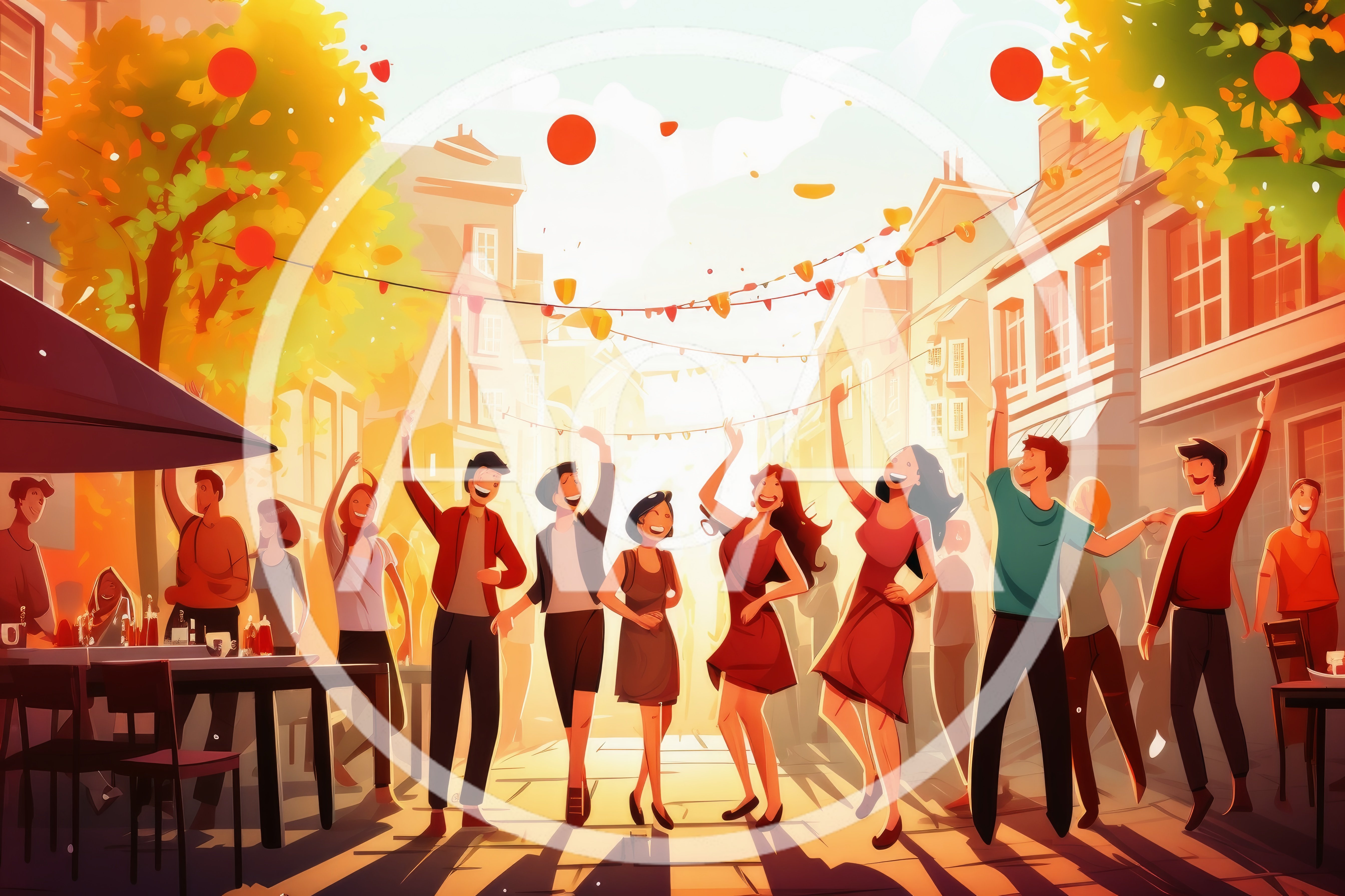 Group Of Friends Dancing At An Outdoor Street Party