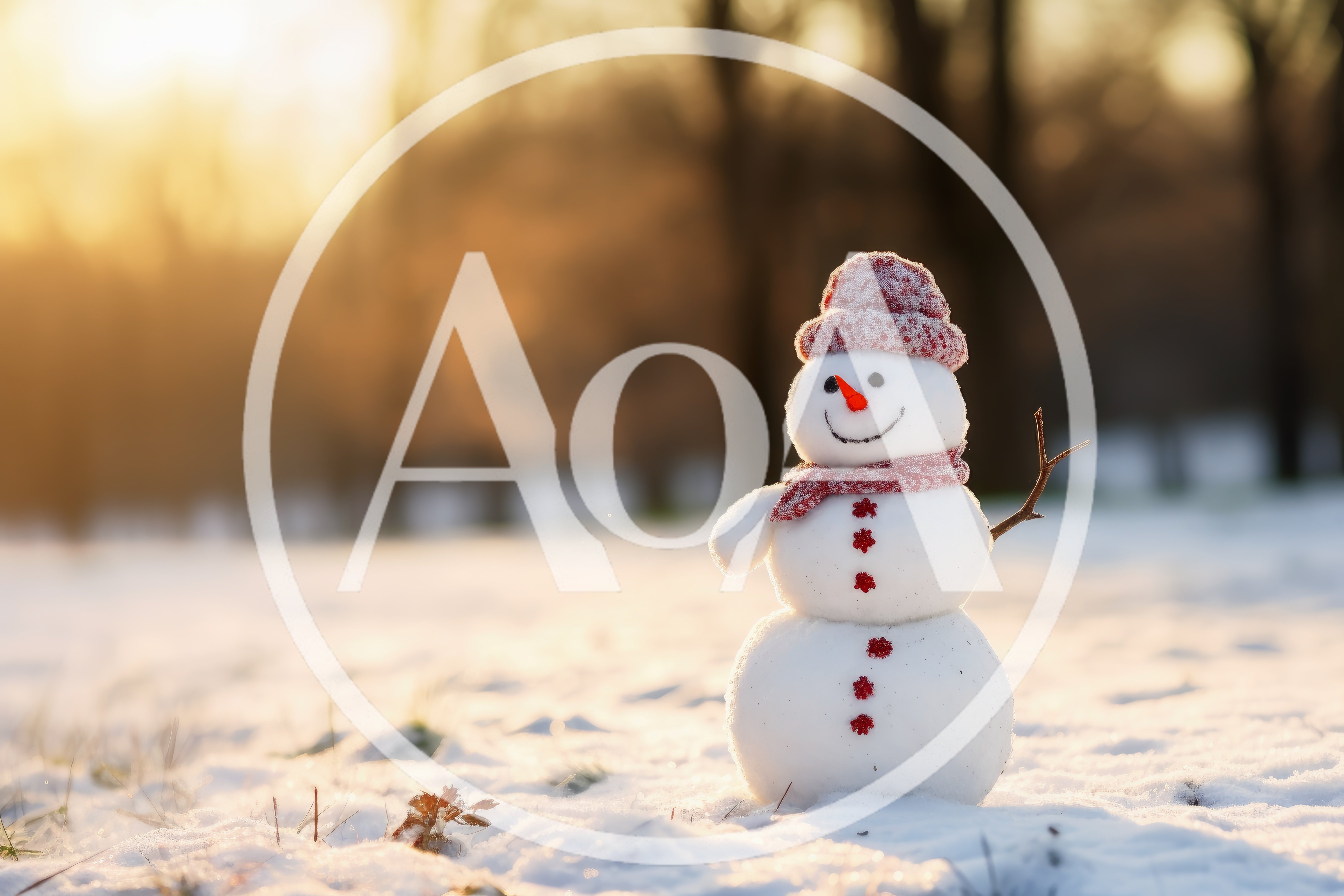Small Snowman Standing In A Snowy Park