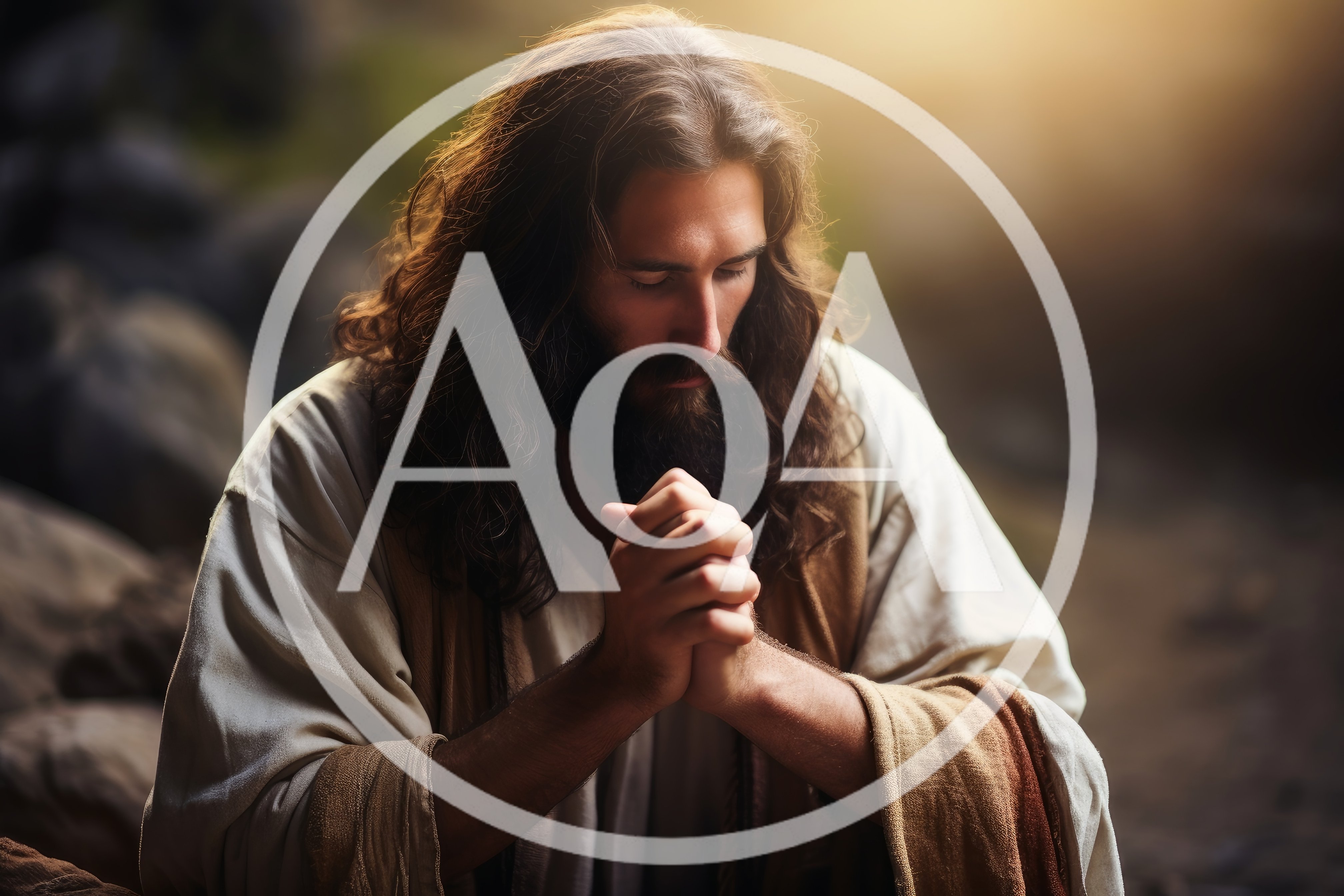 Jesus Christ Praying With Hands Clasped In Devotion