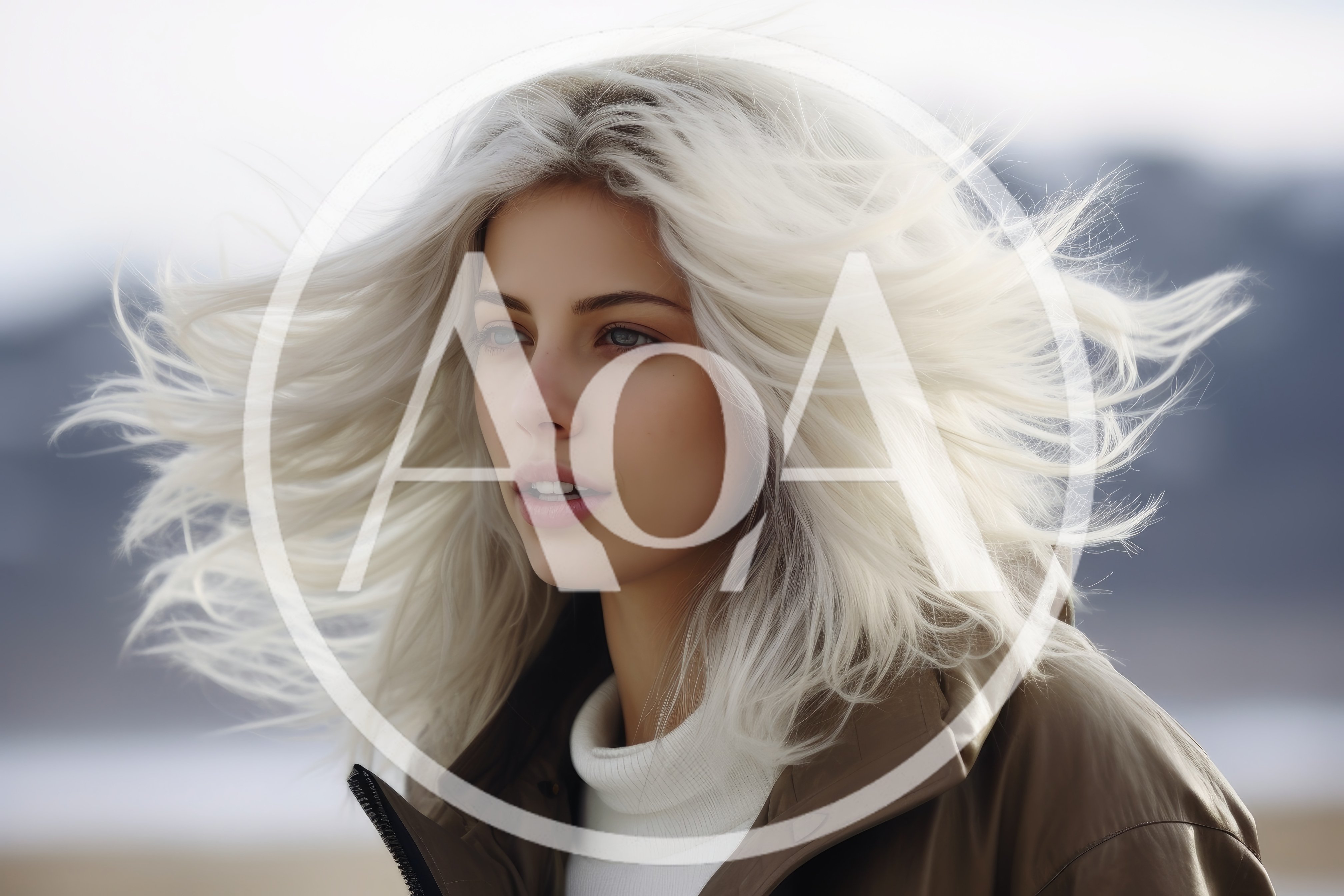 Portrait Of A Young Woman With Windblown Platinum Hair