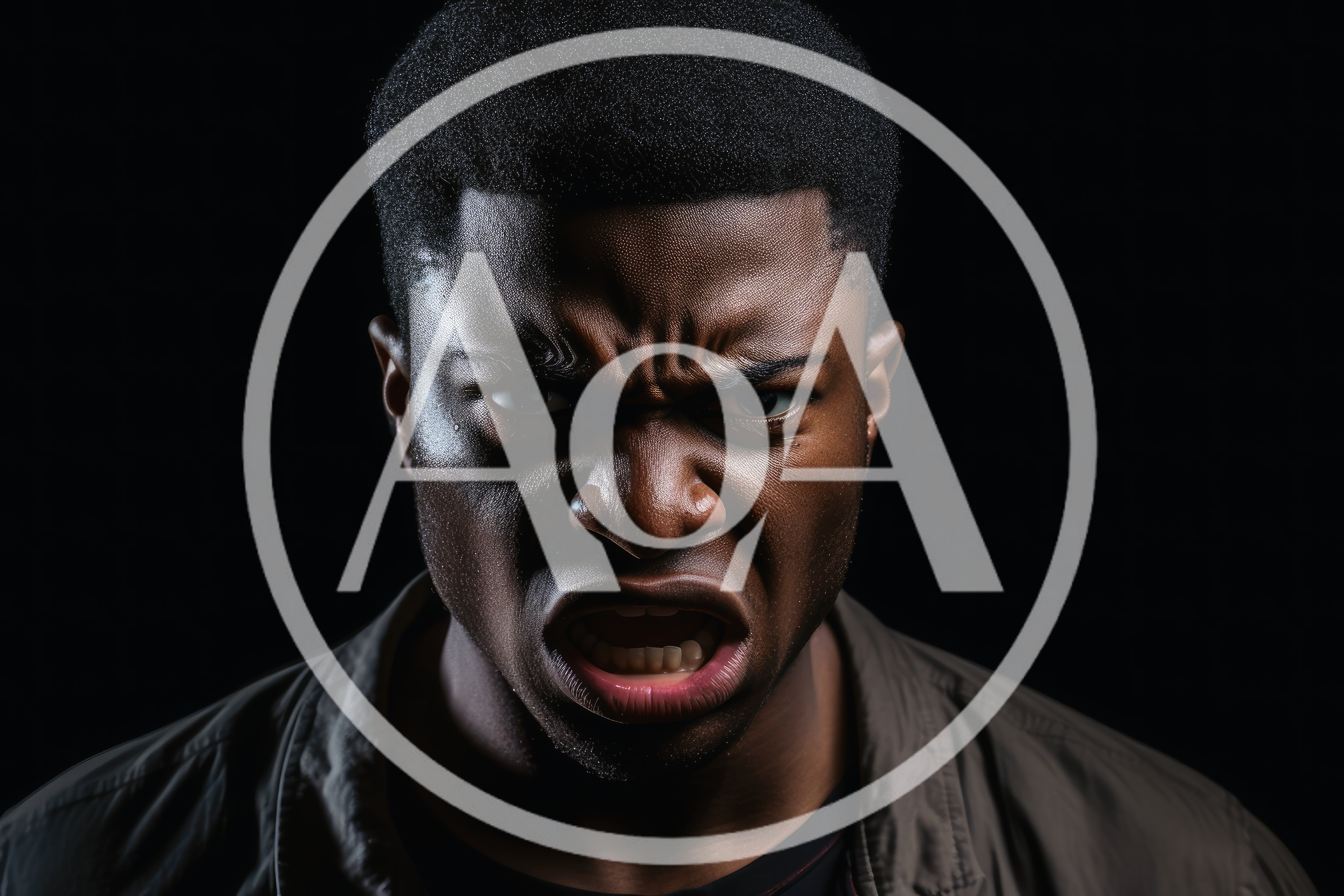 Angry Young Black Man Expressing Intense Rage