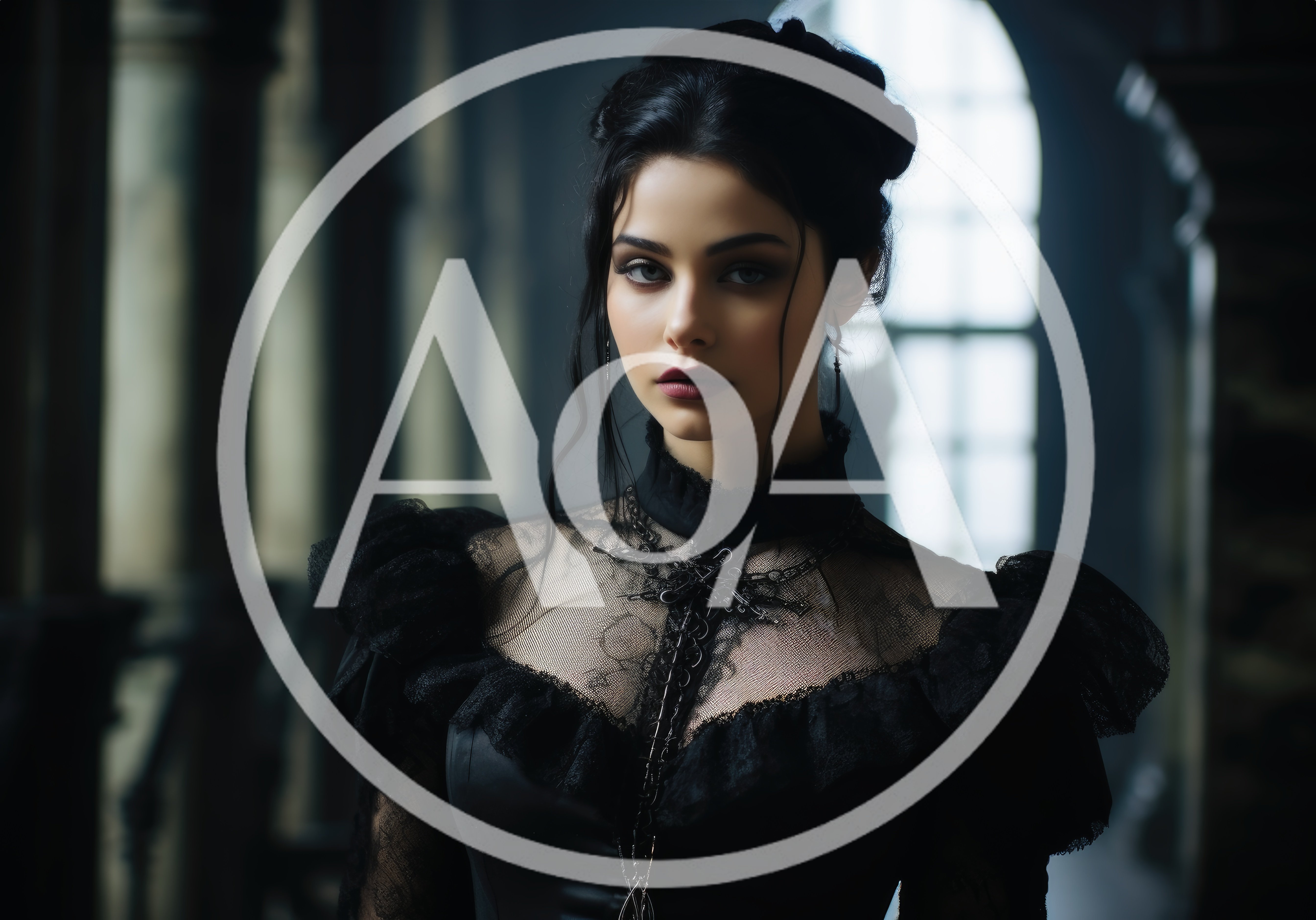 Gothic Woman In Victorian Lace Dress