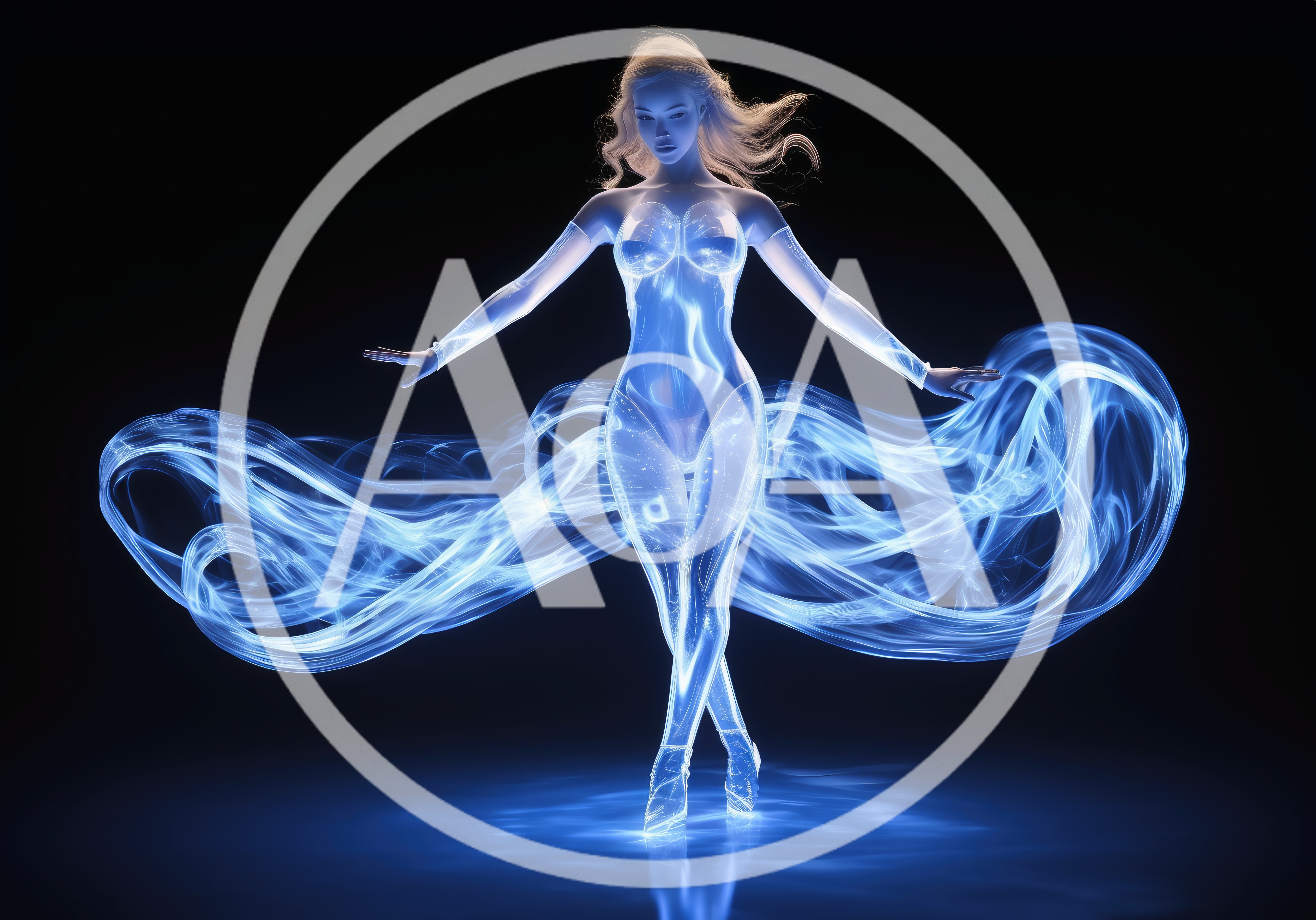 Ethereal Glowing Female Spirit With Flowing Energy Trails