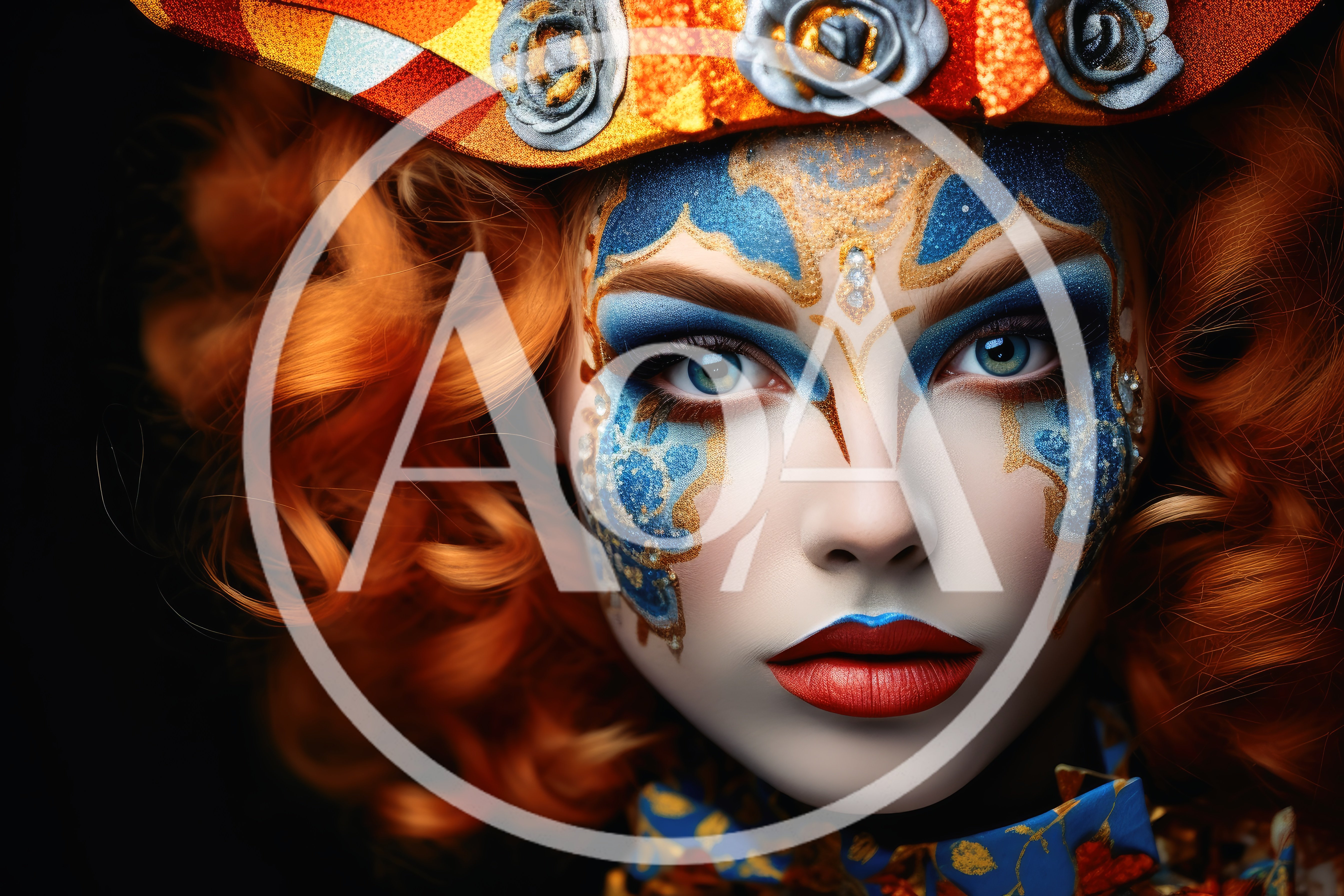 Portrait Of A Woman With Elaborate Venetian Carnival Makeup