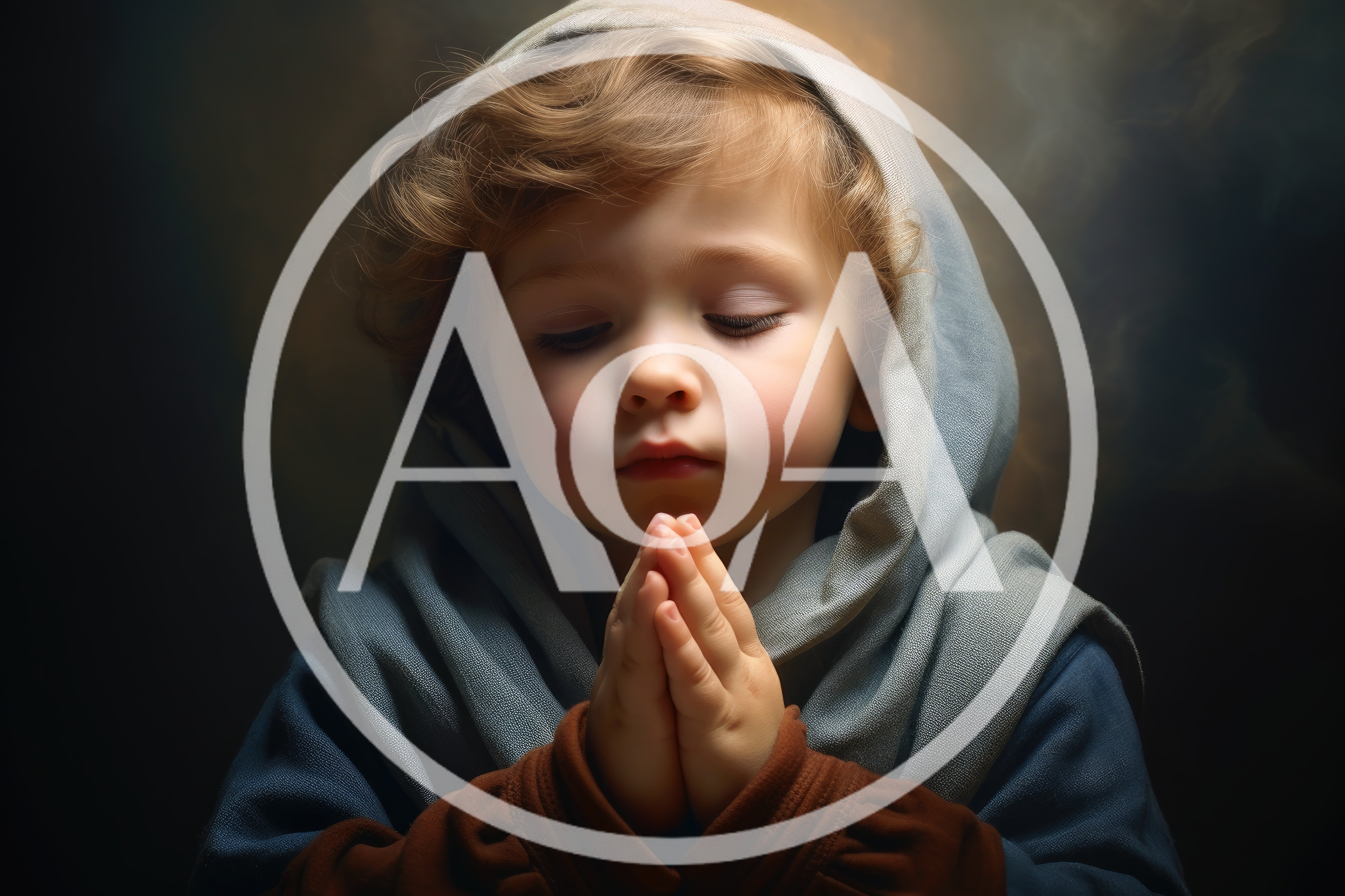 Young Child Praying With Hands Clasped