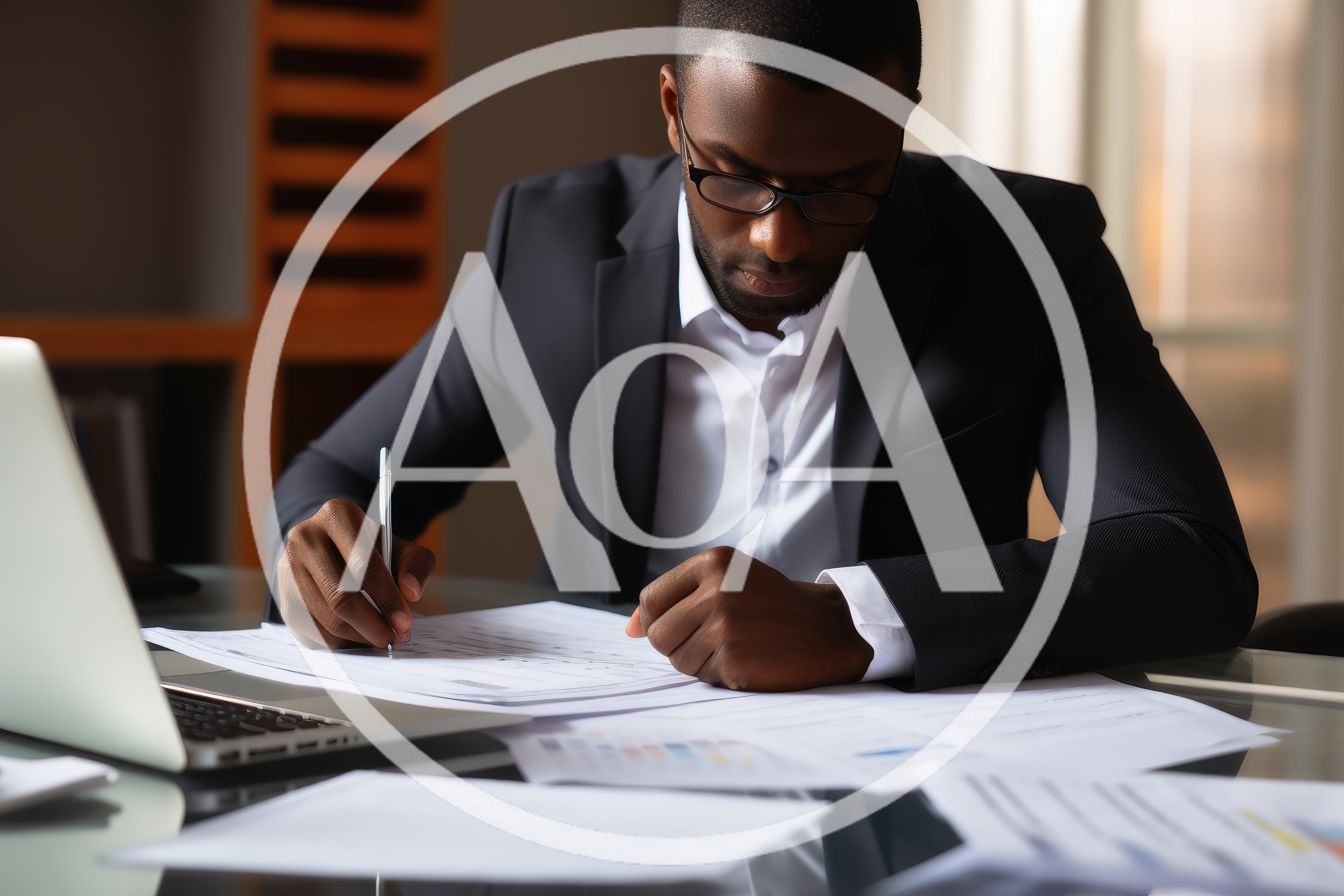 Professional Businessman Working With Documents At Office Desk