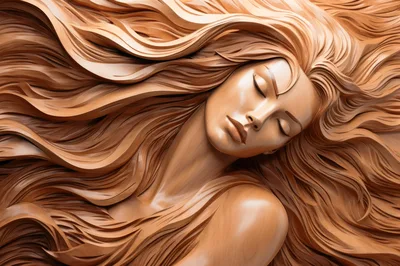 Carved Wooden Sculpture Of A Sleeping Woman