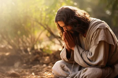Jesus Christ Praying In A Sunlit Garden