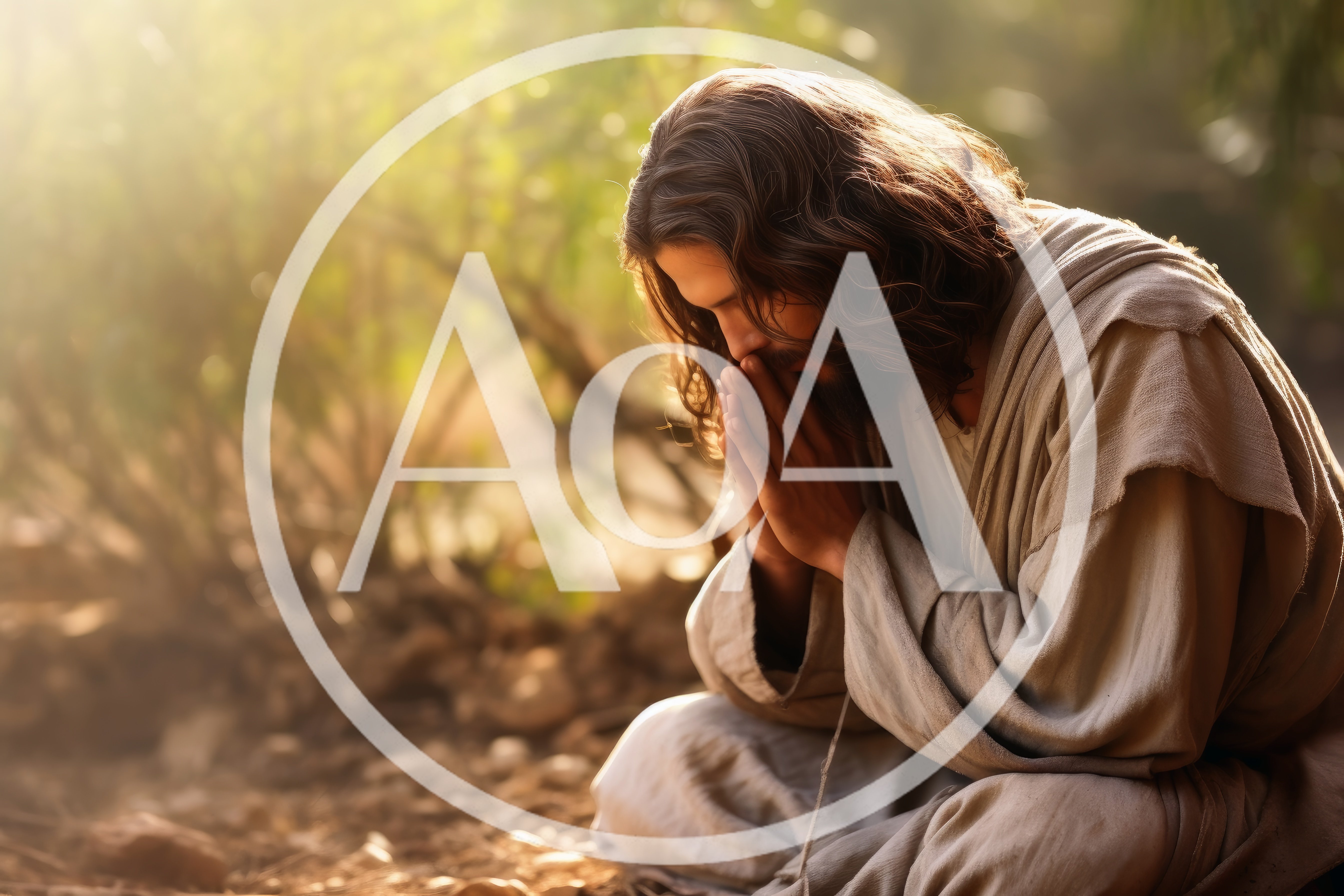 Jesus Christ Praying In A Sunlit Garden