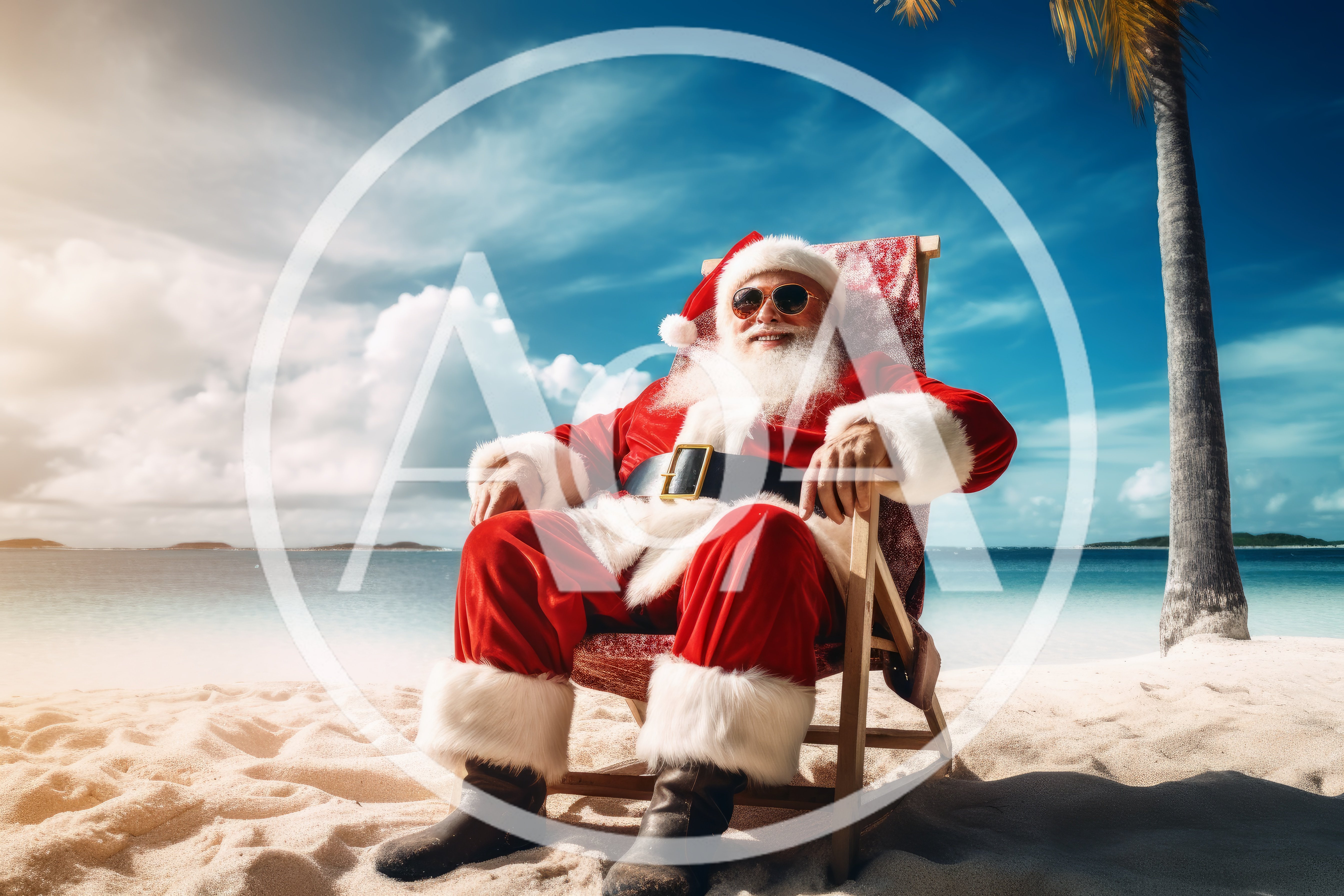 Santa Claus Relaxing on a Tropical Beach