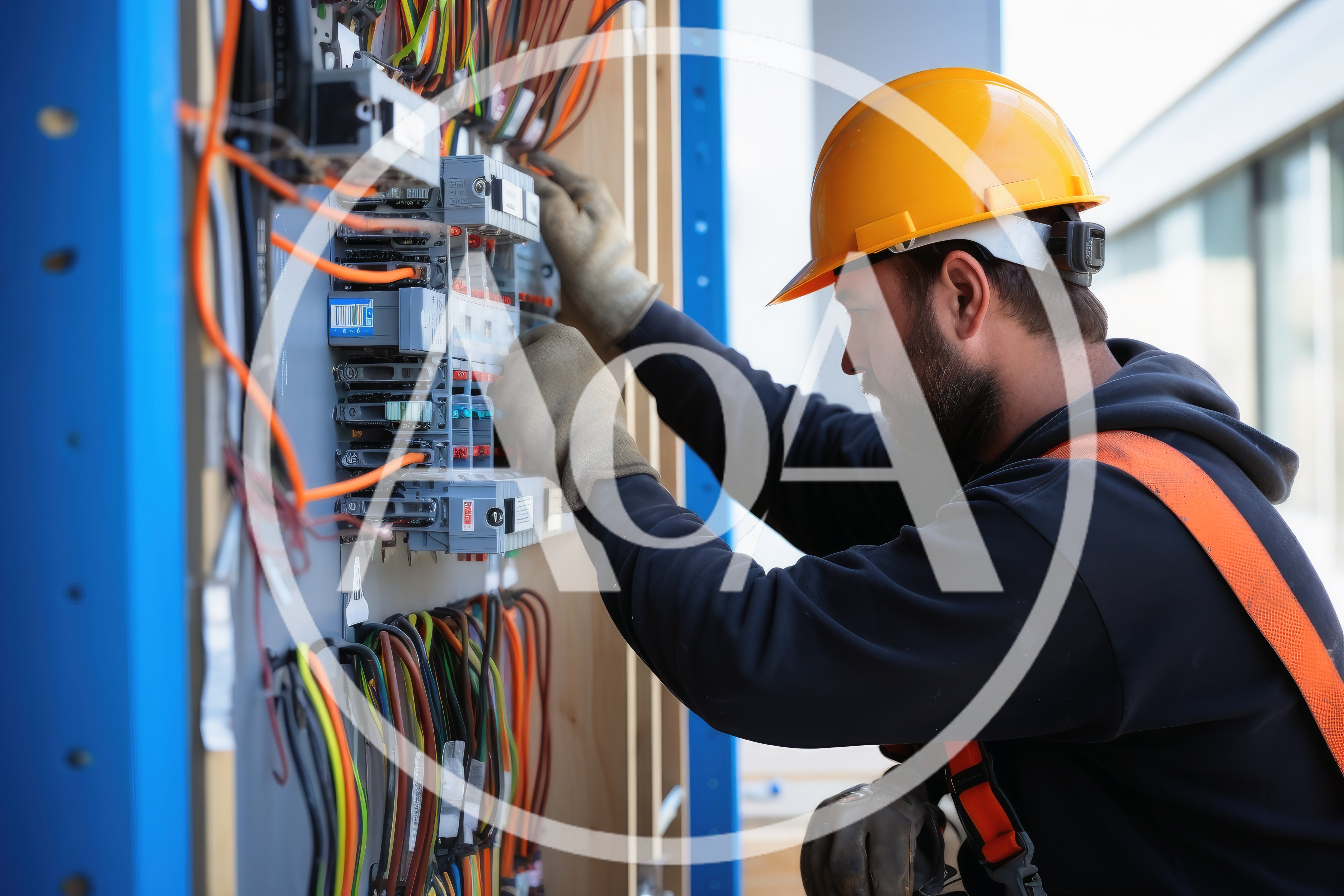 Electrician Installing Wiring In Industrial Control Panel