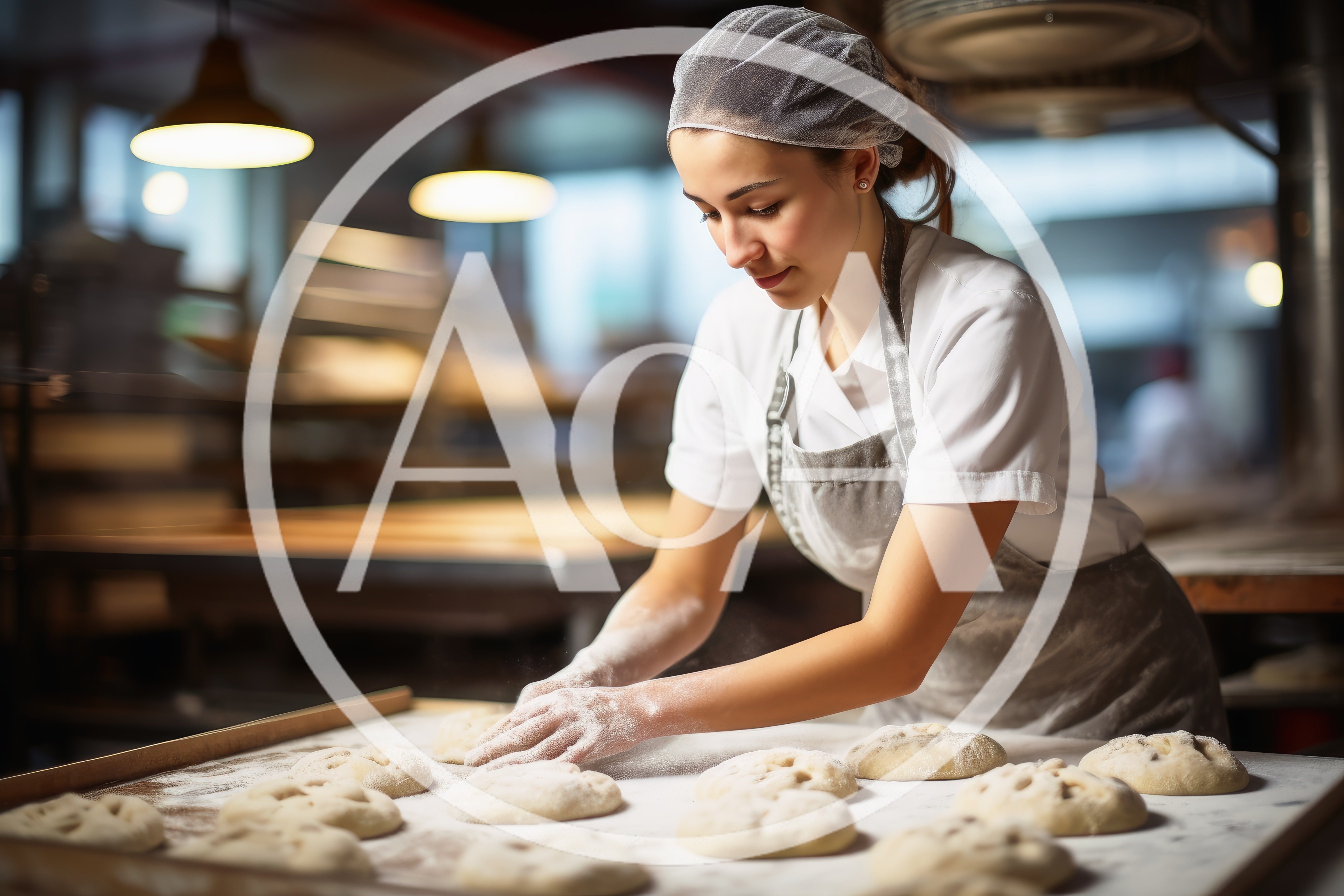 Professional Baker Kneading Dough In A Commercial Kitchen