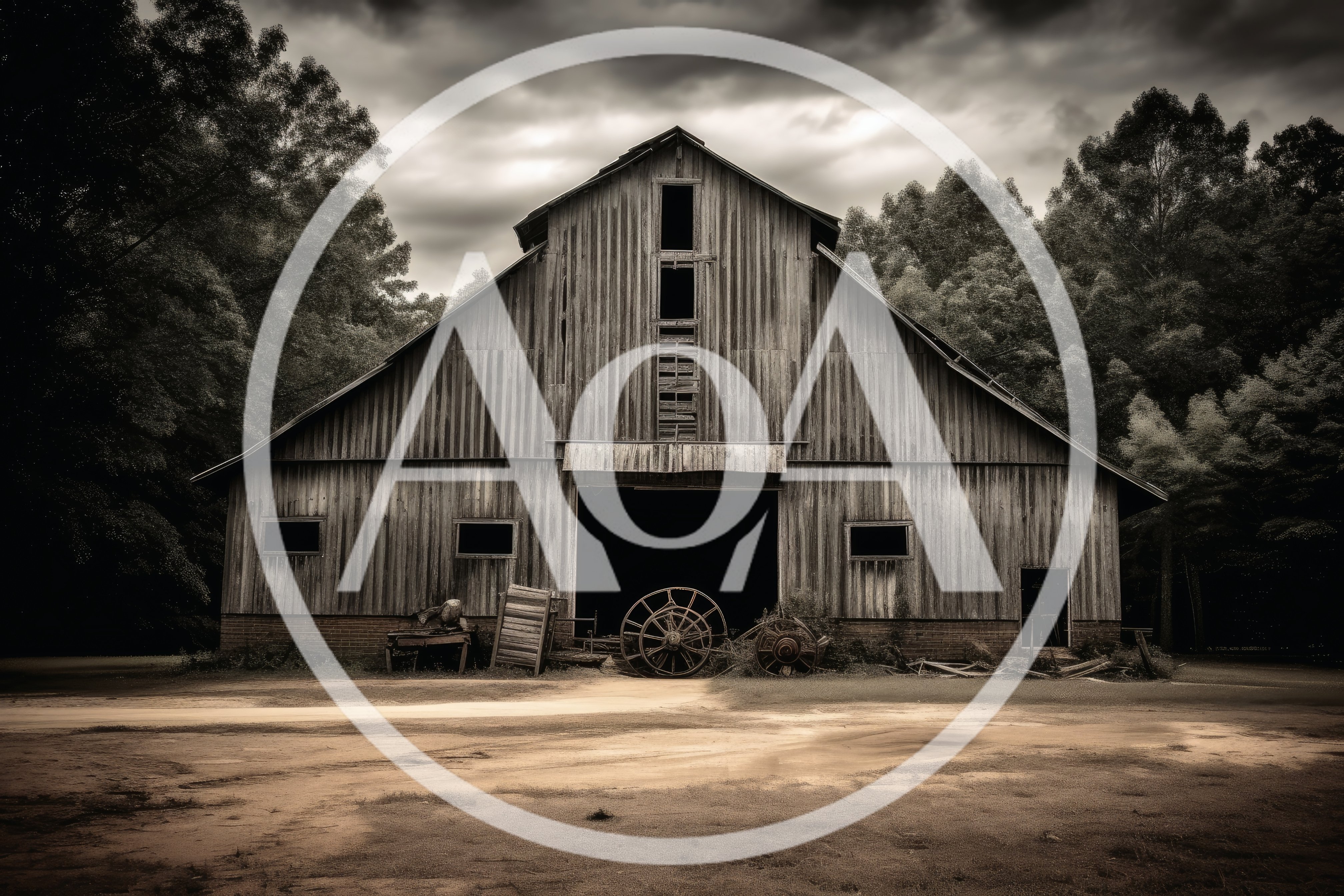 Old Weathered Wooden Barn In A Rural Landscape