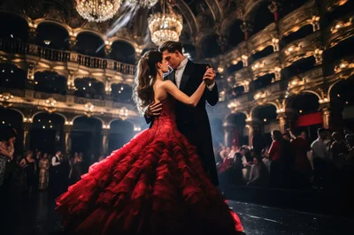 Elegant Couple Dancing In A Grand Ballroom