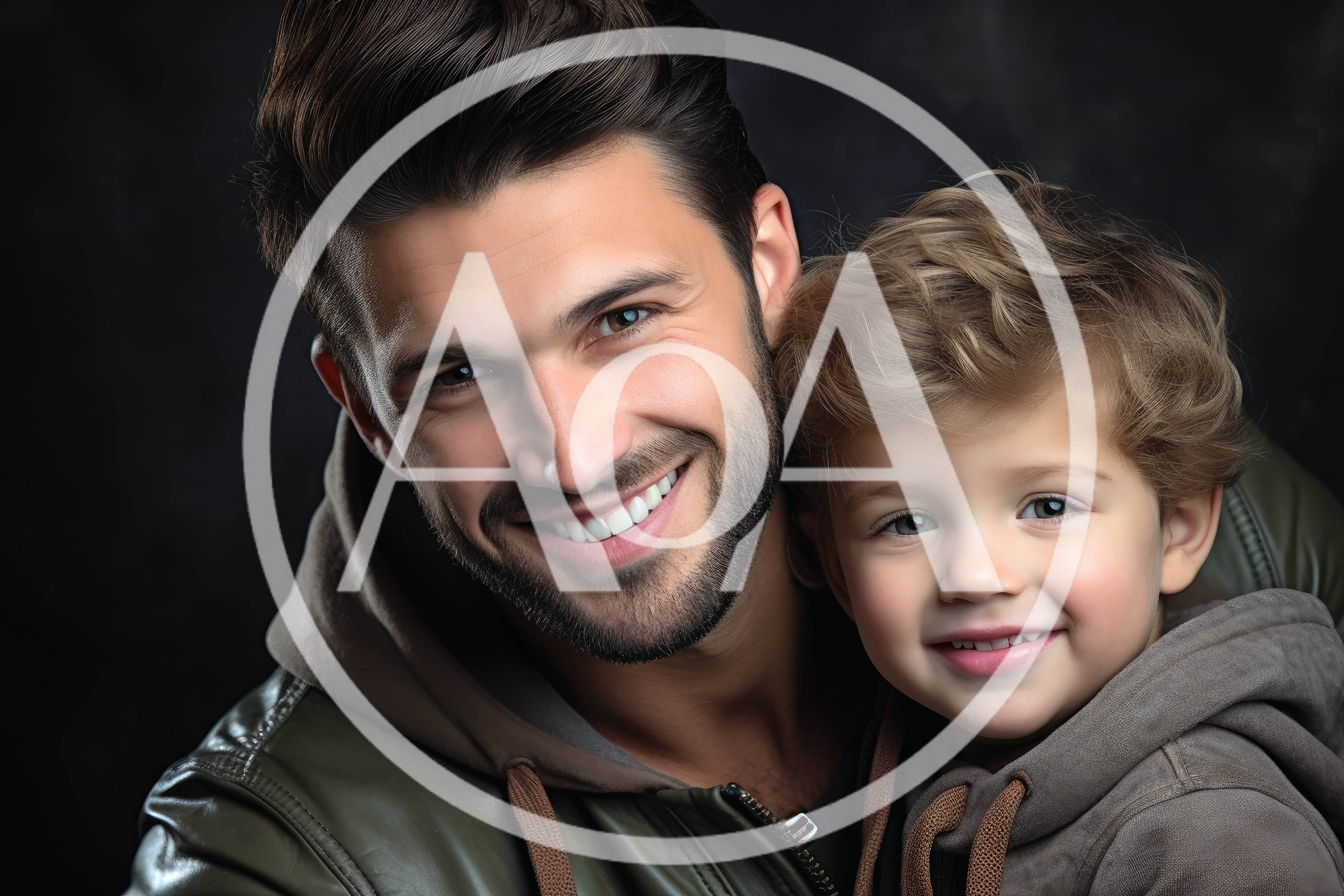 Portrait of a Smiling Father and Young Son