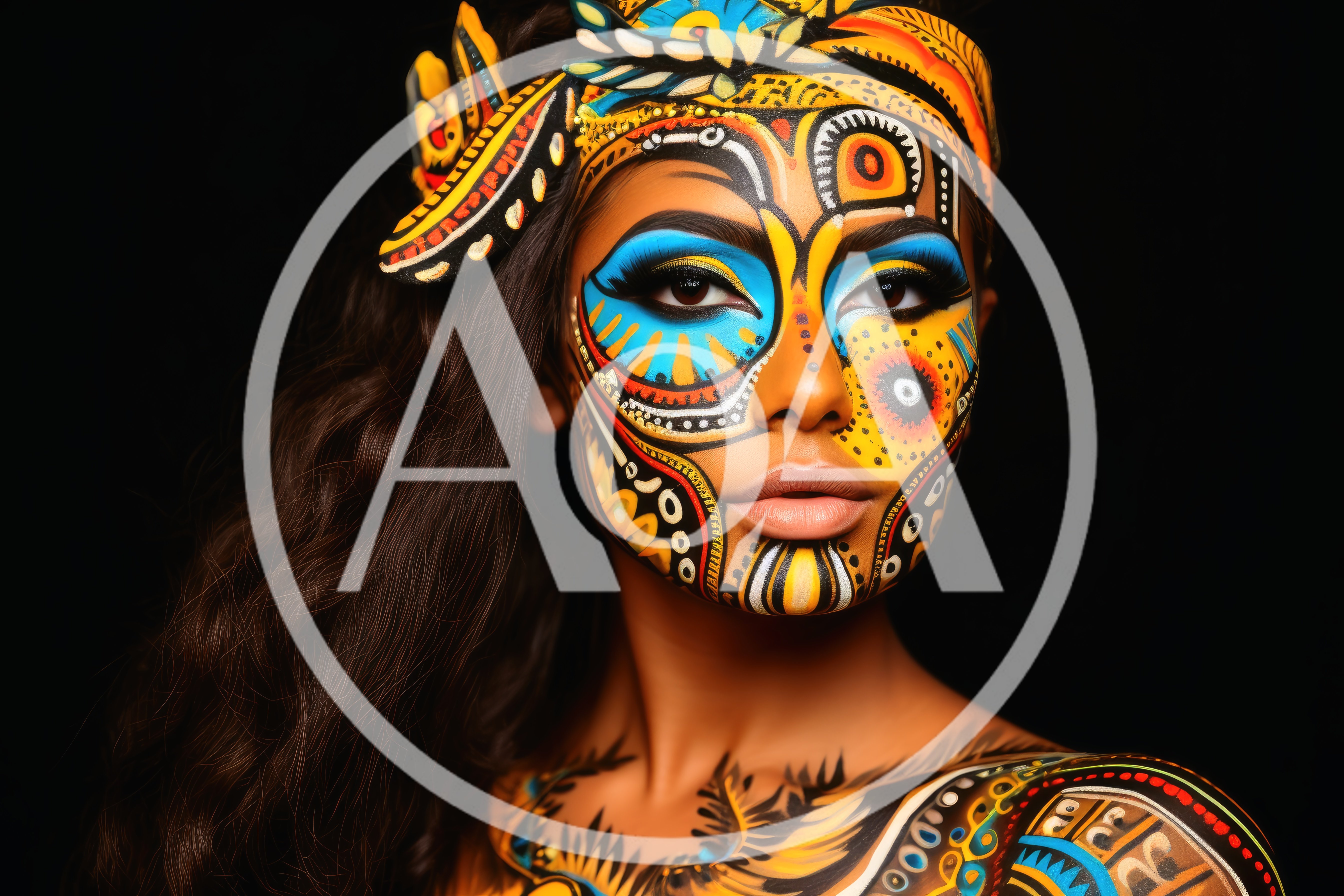Portrait Of Woman With Intricate Tribal Face Paint