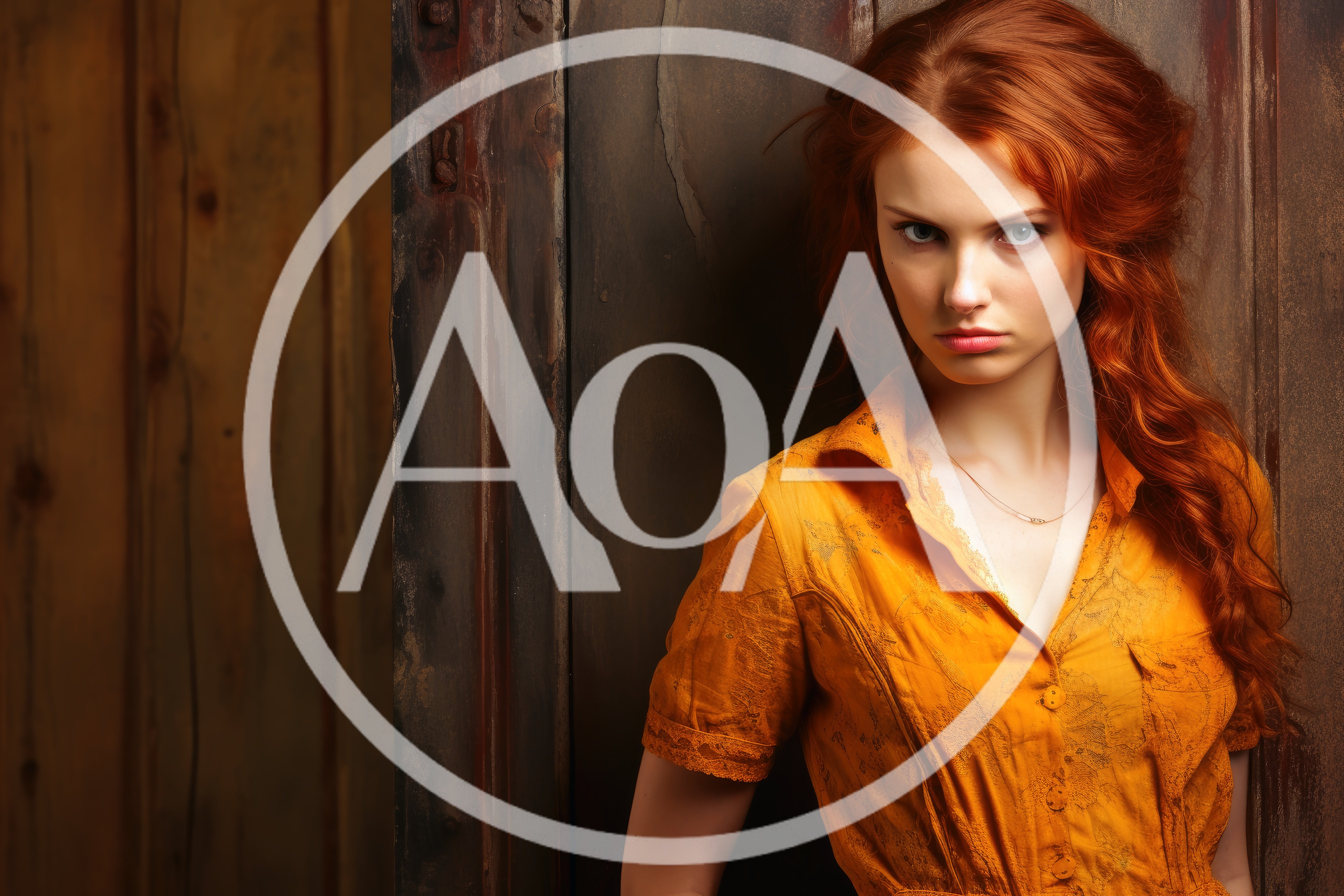 Portrait Of A Serious Young Woman With Red Hair
