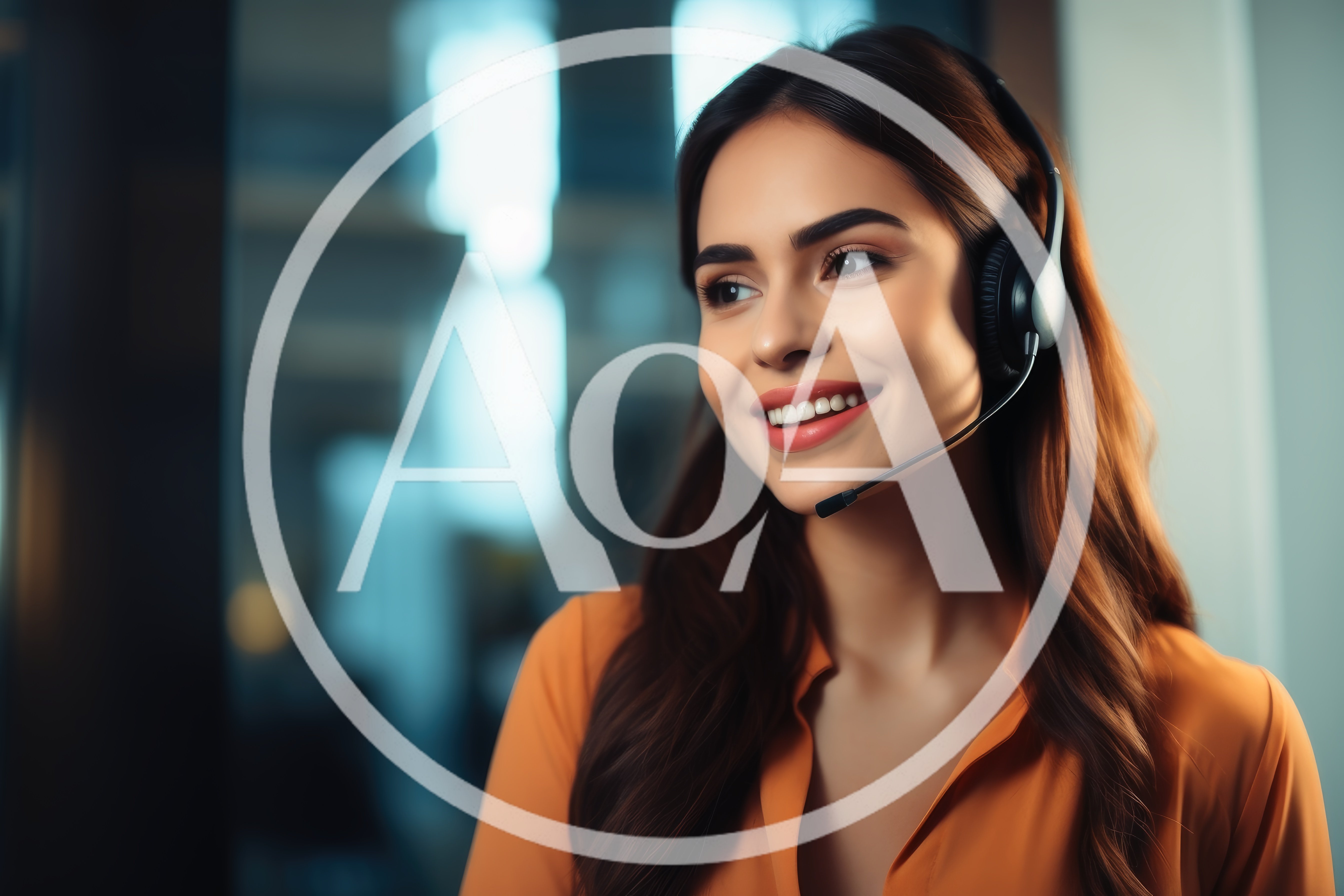 Smiling Customer Service Representative Wearing A Headset