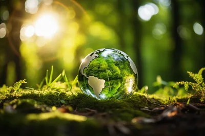 Glass Globe Resting On Mossy Forest Floor