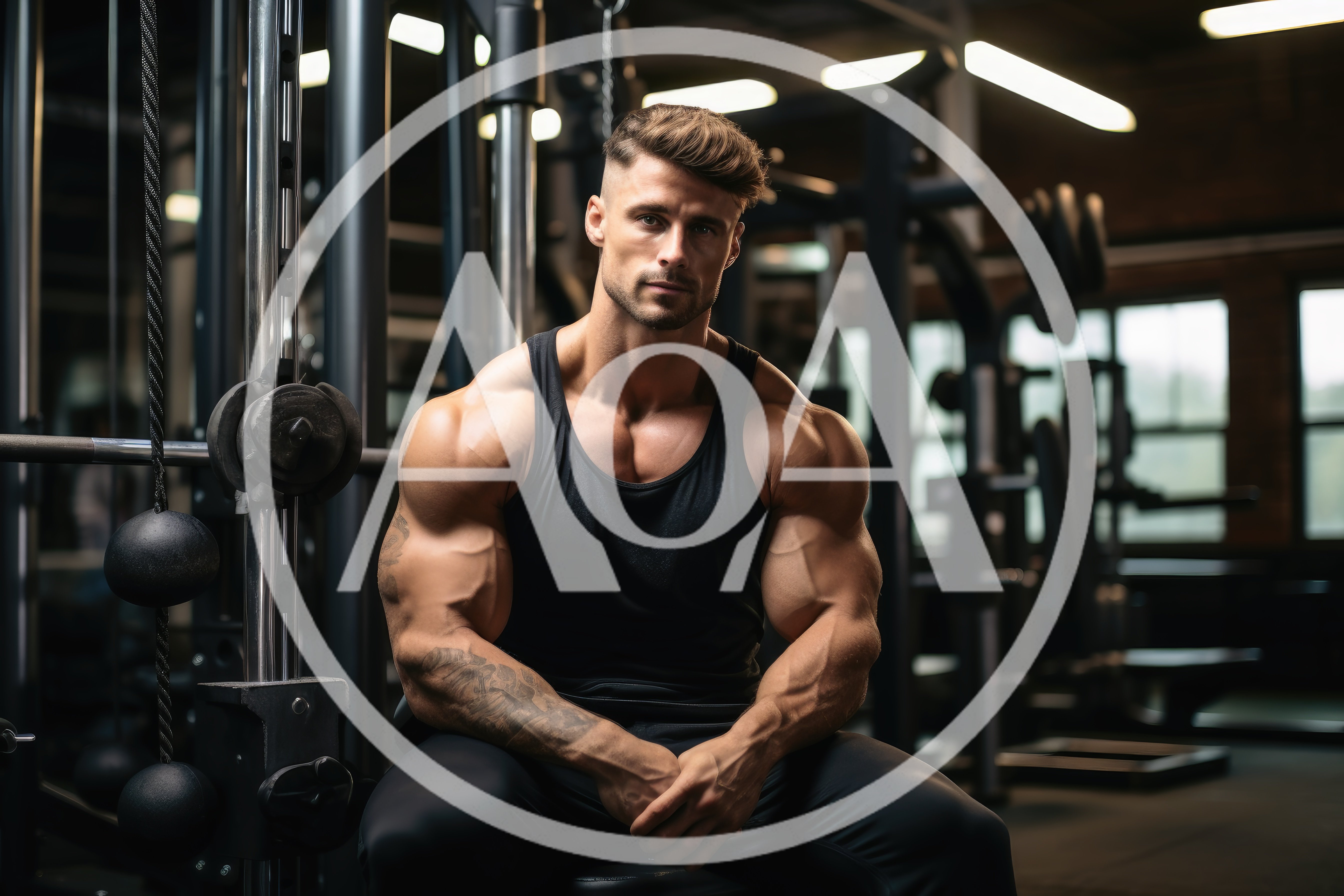 Muscular Man Resting After Workout In Gym