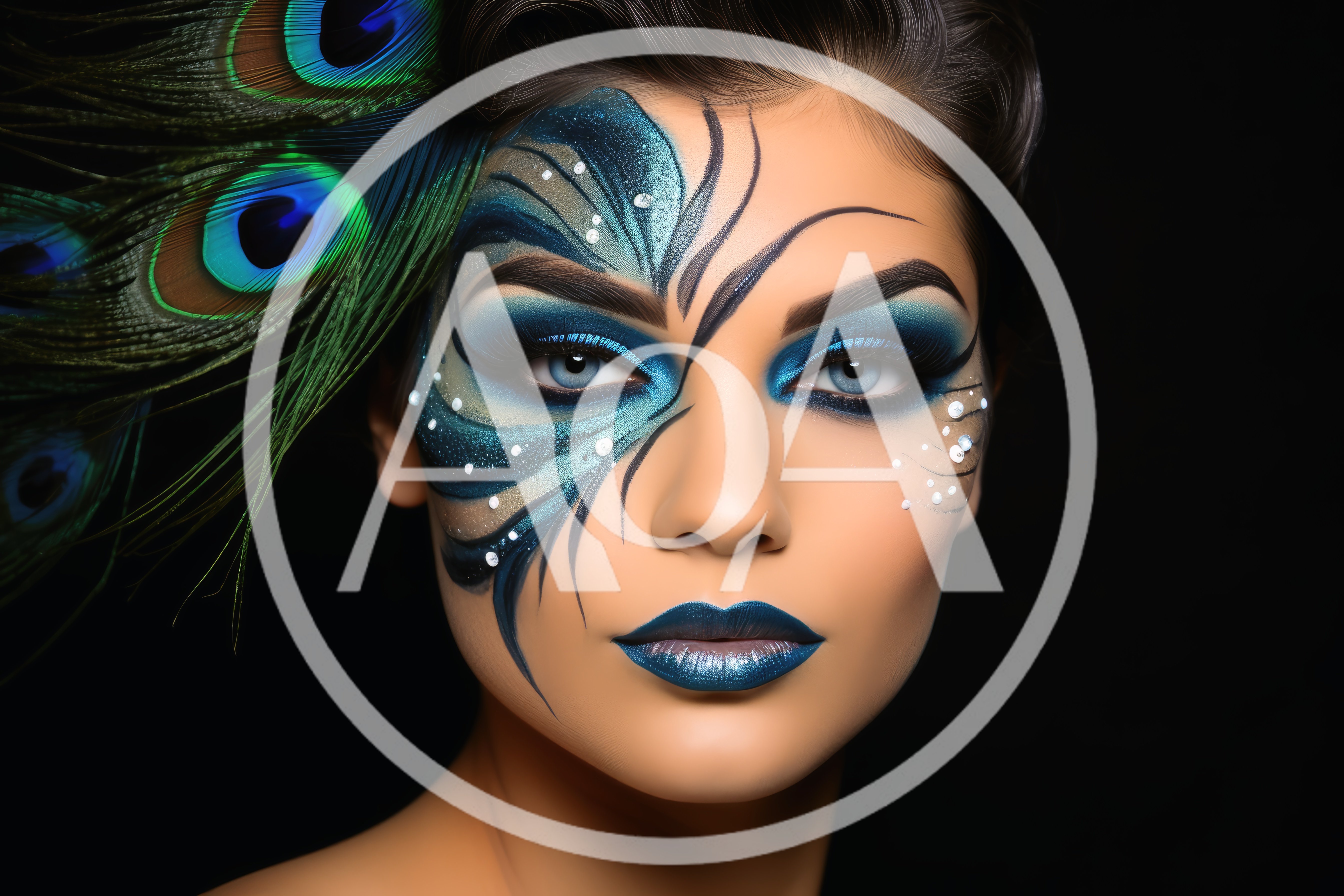 Portrait Of A Woman With Peacock Inspired Makeup