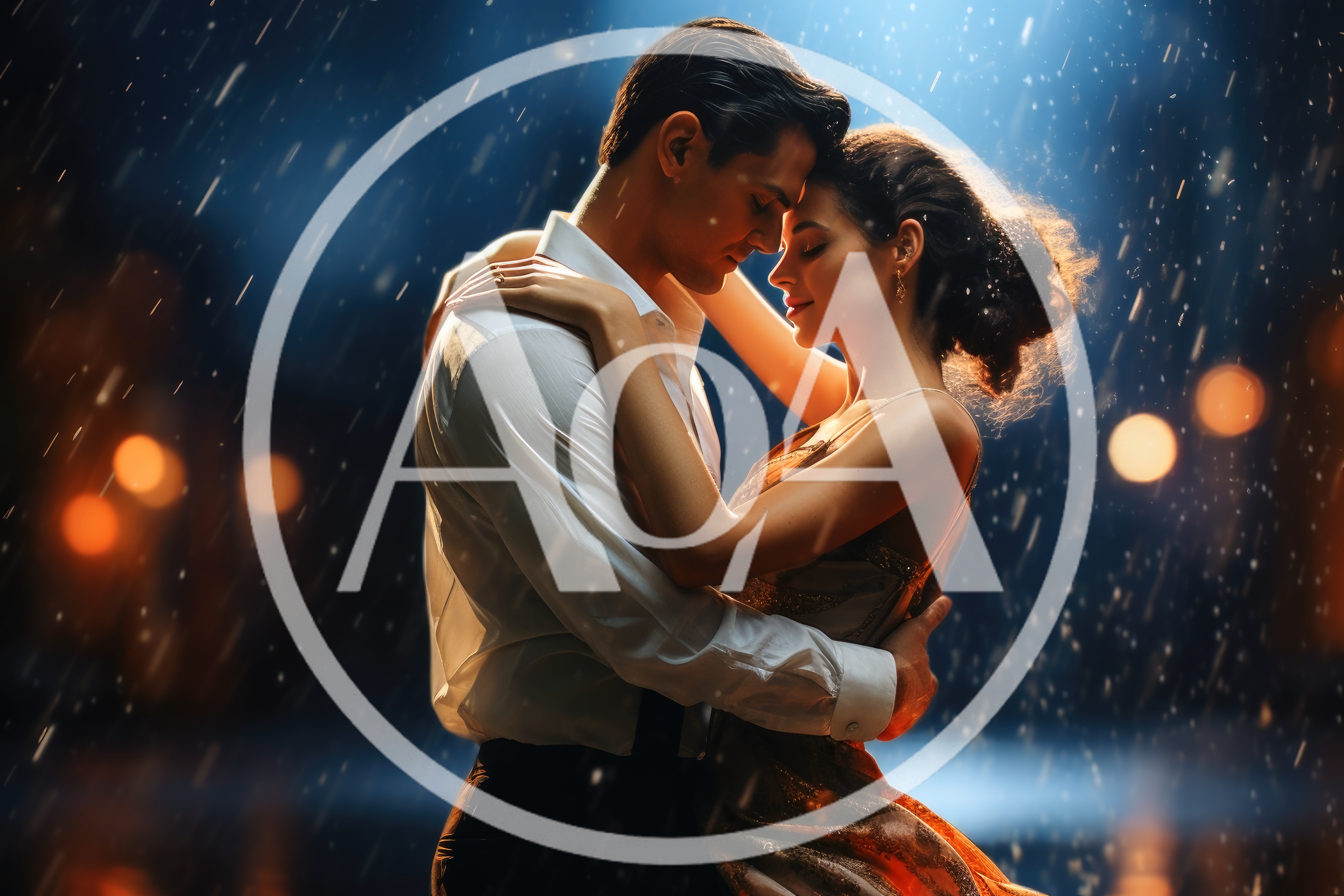 Romantic Couple Dancing In The Rain At Night